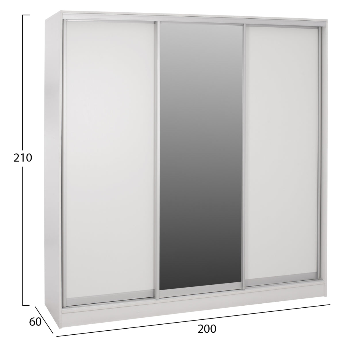 Плъзгащ гардероб Adler меламин бял с огледало 200x60x210 см.