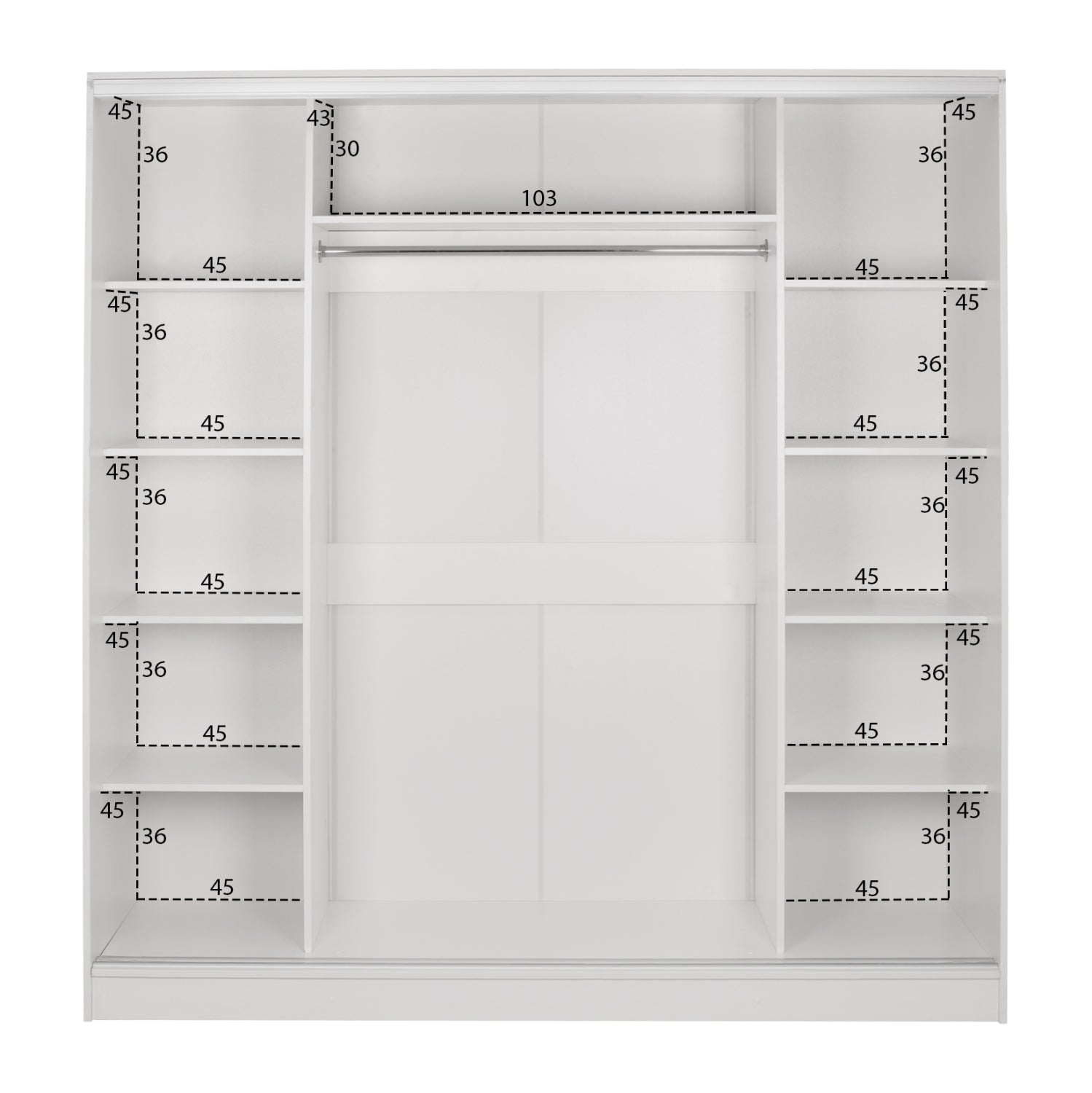 Плъзгащ гардероб Adler меламин бял с огледало 200x60x210 см.