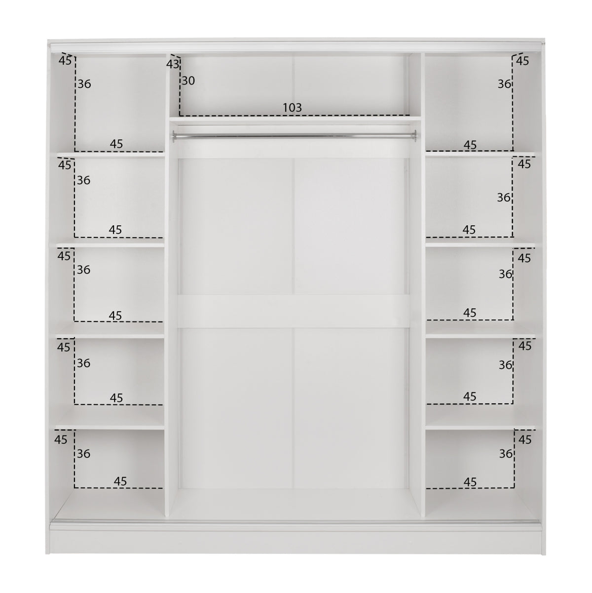 Плъзгащ гардероб Adler меламин бял с огледало 200x60x210 см.