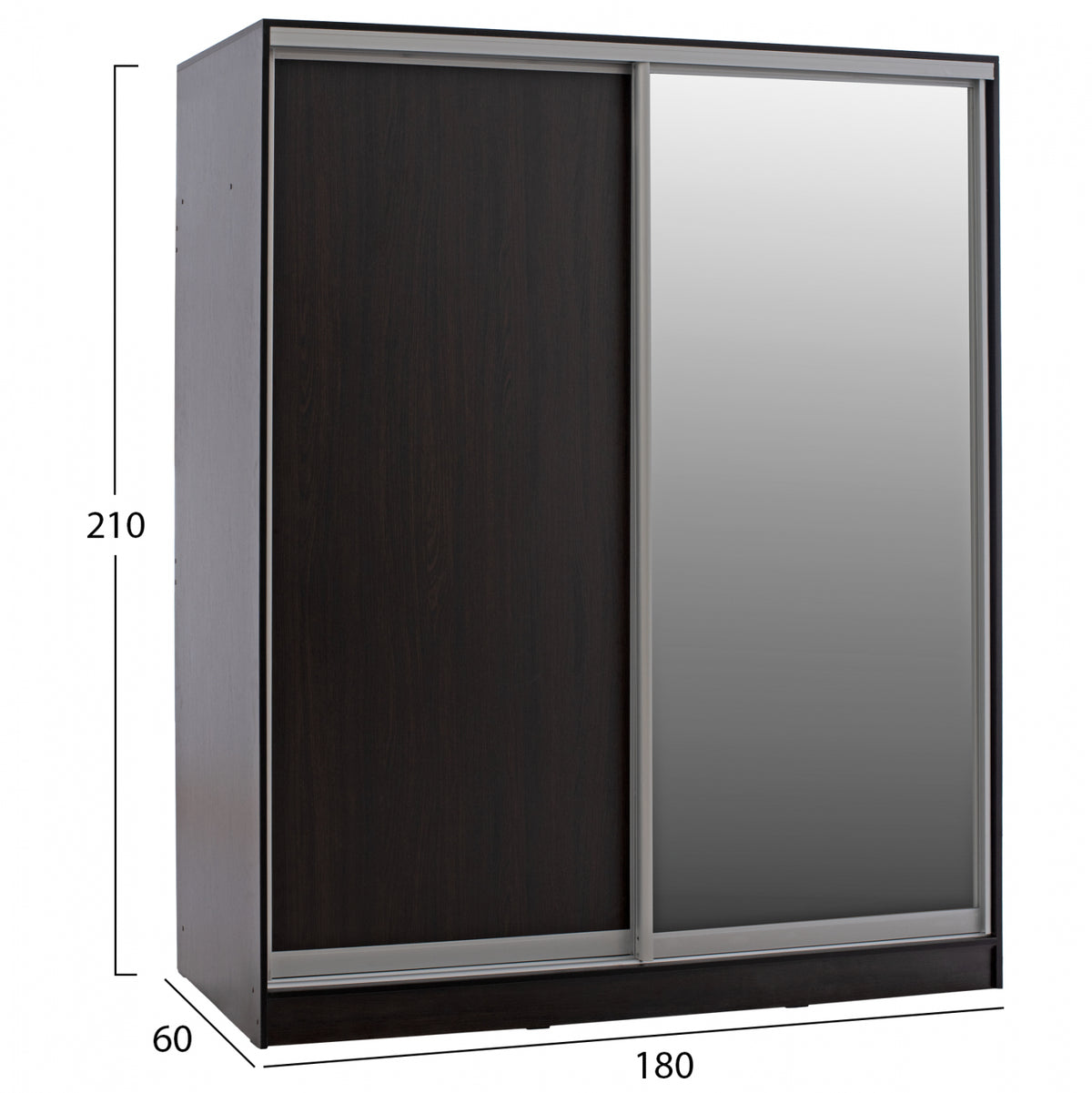 Плъзгащ гардероб Adler меламин венге с огледало 180x60x210Y см.