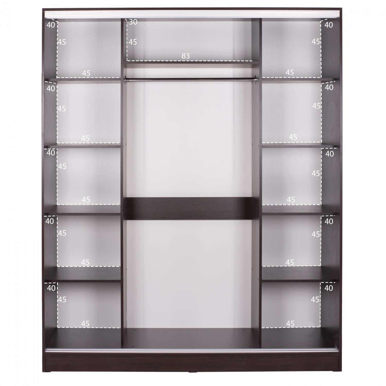 Плъзгащ гардероб Adler меламин венге с огледало 3-крилен 183x60x220 см.