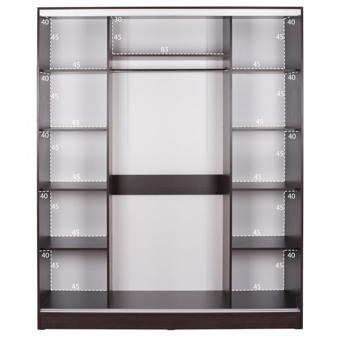 Плъзгащ гардероб Adler меламин венге с огледало 3-крилен 183x60x220 см.