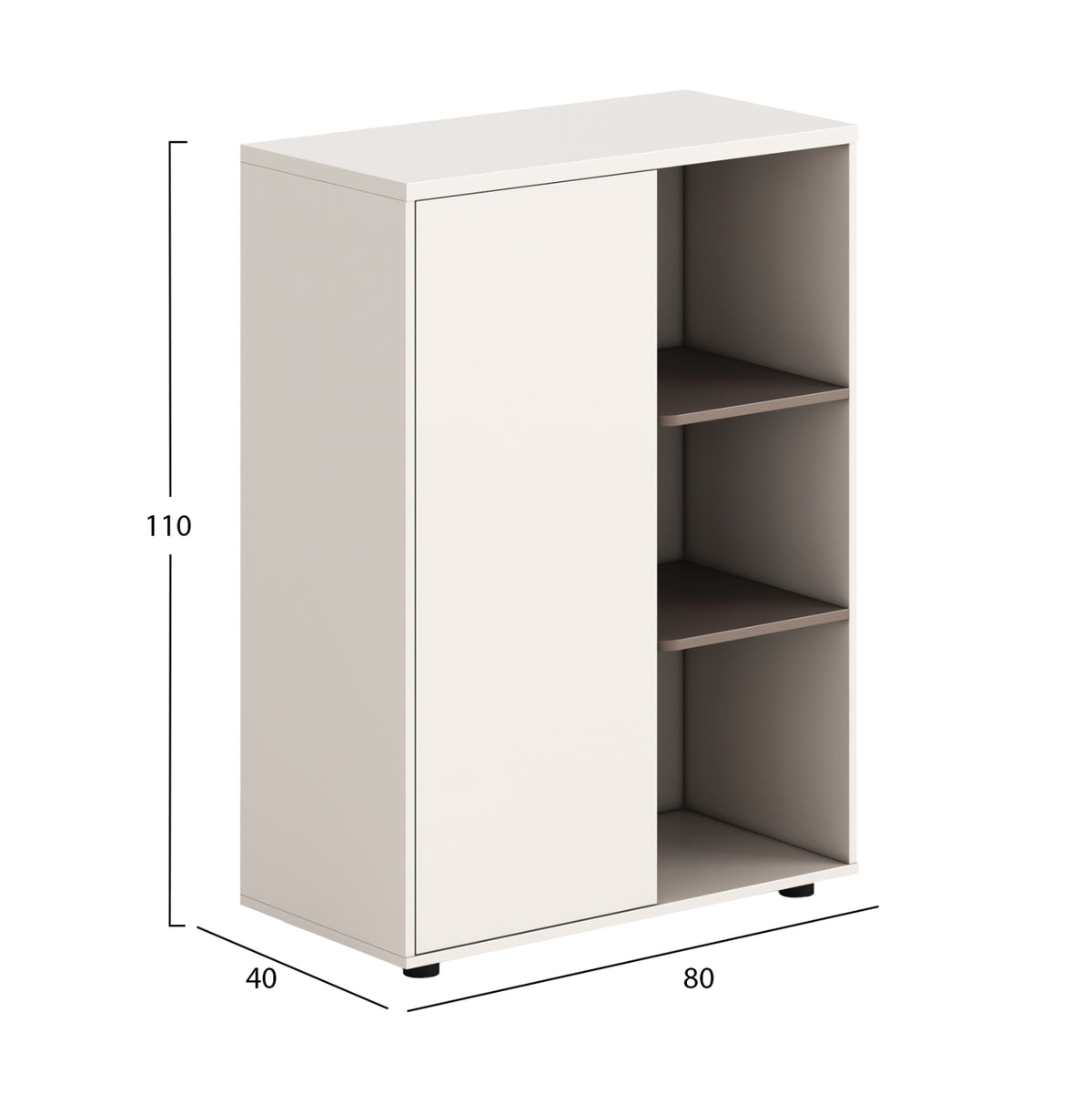 Шкаф/библиотека NEWLINE меламин в бяло и светлокафяво 80x40x110Hсм.