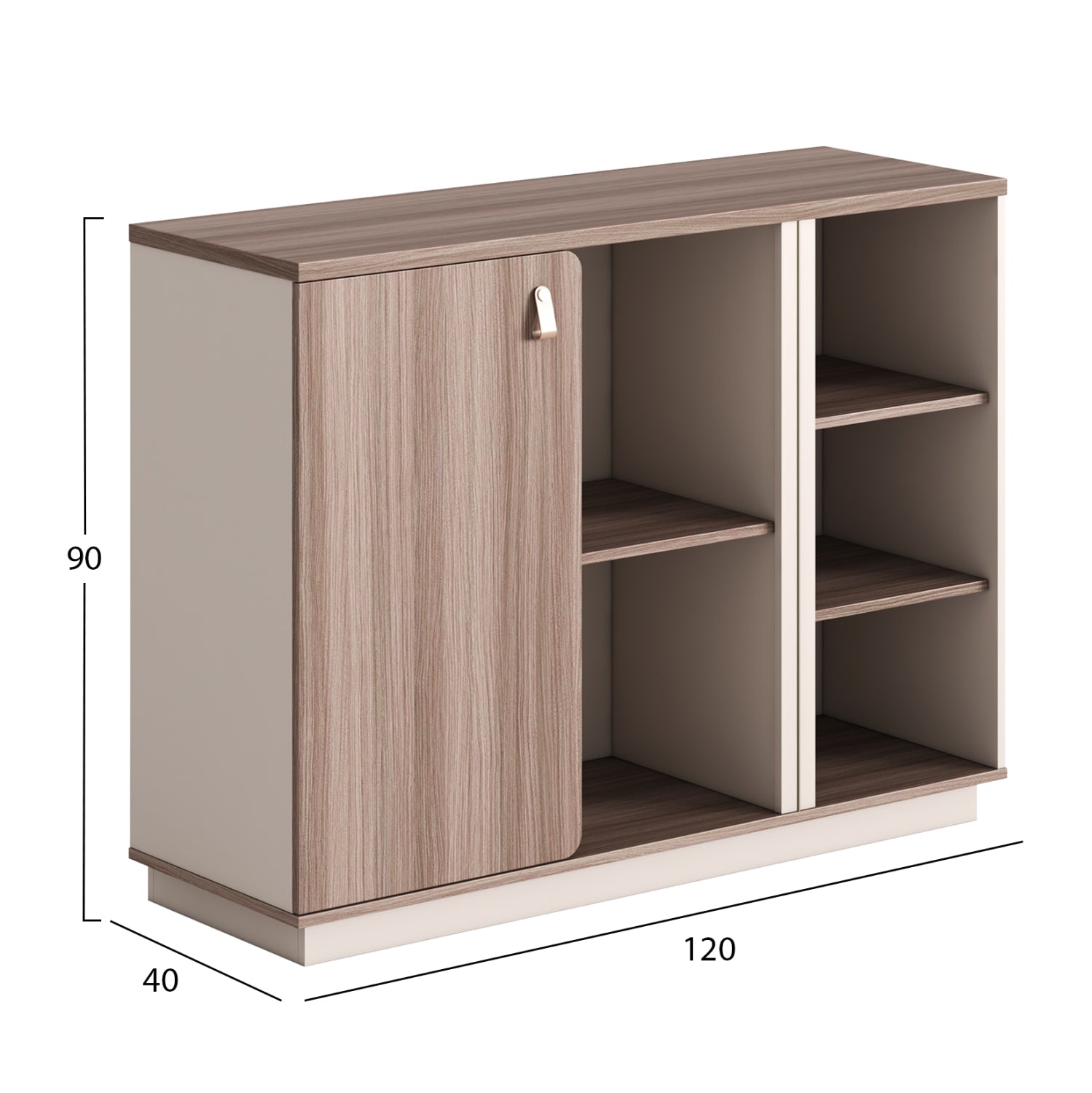 Шкаф/етажерка серия SUPERON меламин бежов и естествено дърво 120x40x90Hсм.