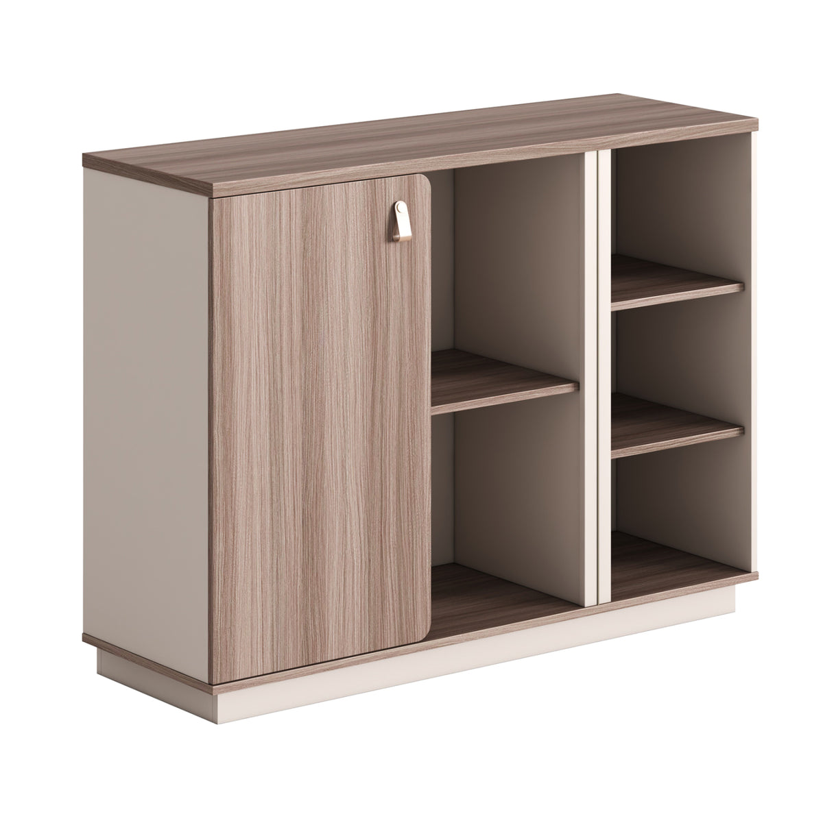 Шкаф/етажерка серия SUPERON меламин бежов и естествено дърво 120x40x90Hсм.