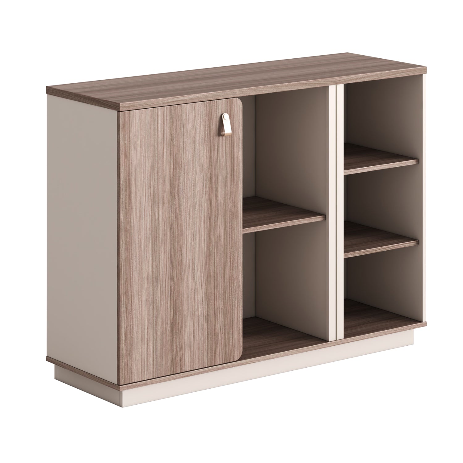 Шкаф/етажерка серия SUPERON меламин бежов и естествено дърво 120x40x90Hсм.