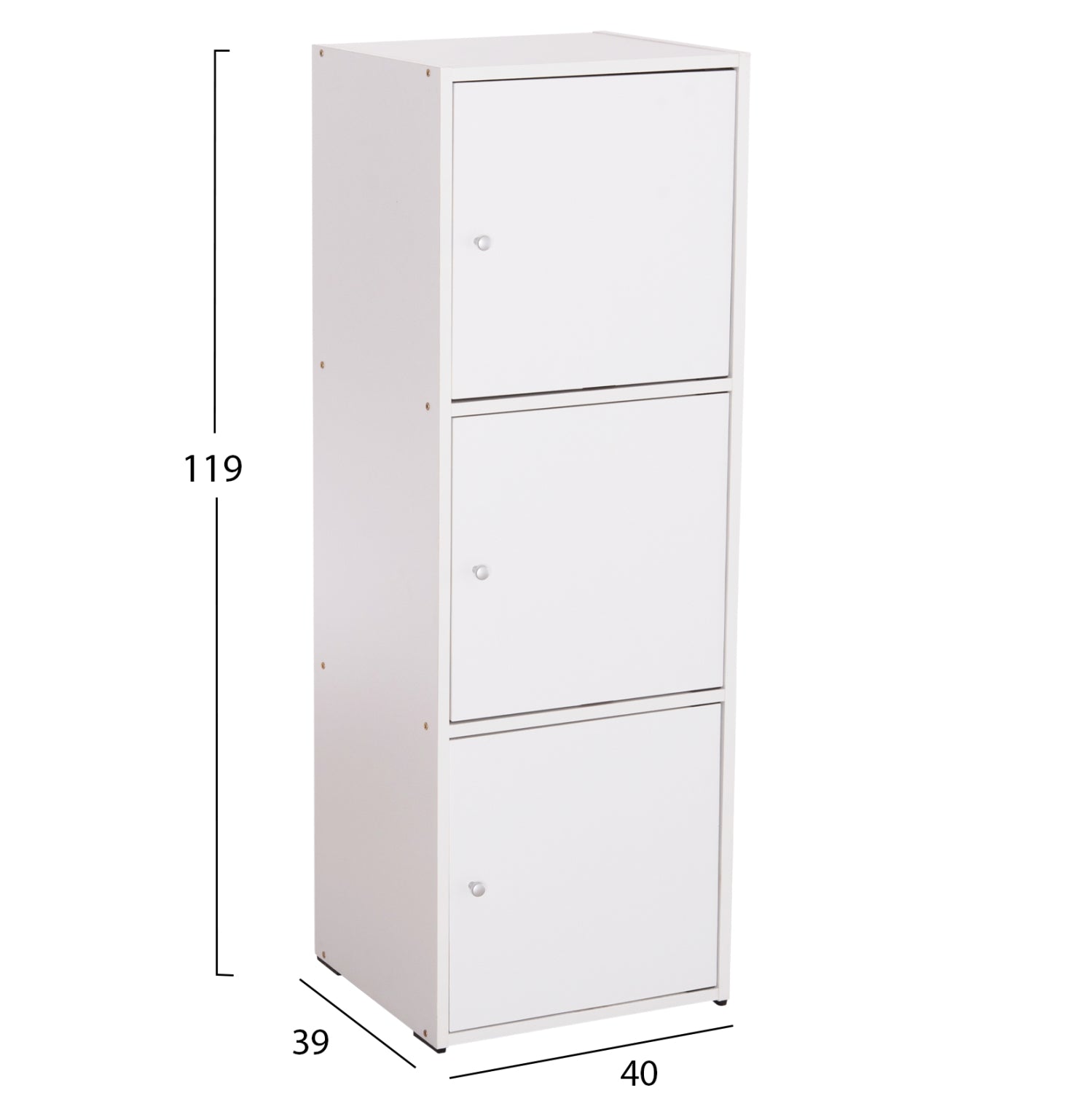 ШКАФ С 3 ОТДЕЛЕНИЯ ЗА СЪХРАНЕНИЕ SORIANO БЯЛ МЕЛАМИН 40x39x119Hсм.
