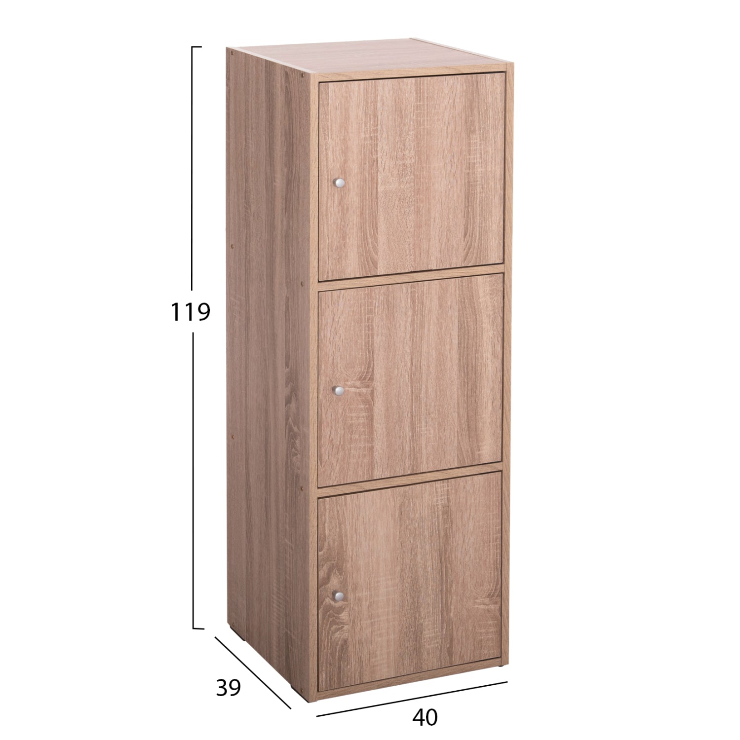 ШКАФ С 3 ОТДЕЛЕНИЯ ЗА СЪХРАНЕНИЕ SORIANO СОНОМА ДЪБ МЕЛАМИН 40x39x119Hсм.