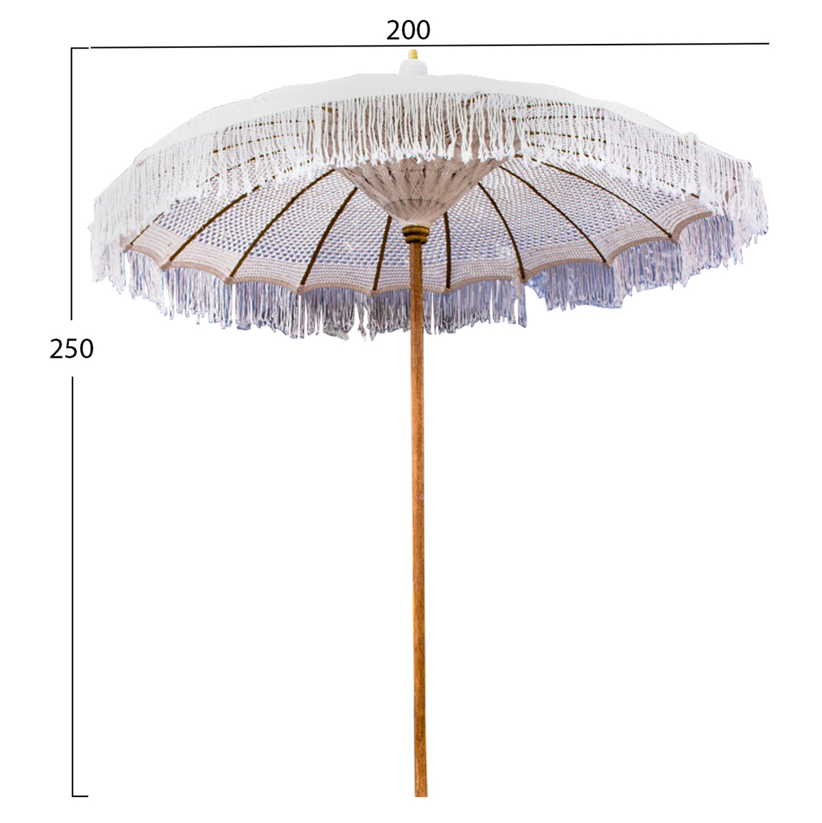 ЛУКСОЗЕН ЧАДЪР С ТИК ДРЪЖКА БЕЖОВ МАКРАМЕ 200X250