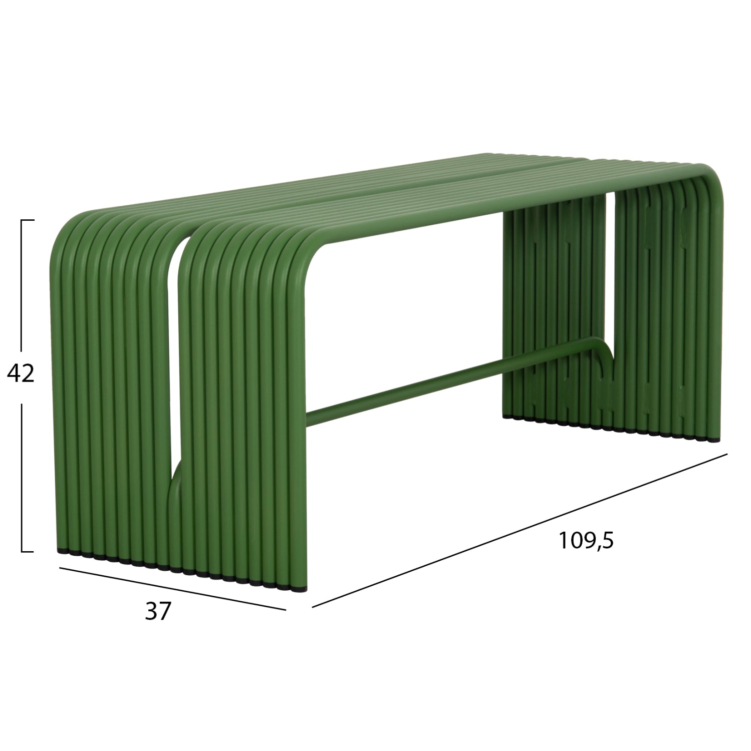 ПЕЙКА ЗА 2 СЕРИЯ INTREPID АЛУМИНИЙ В ЗЕЛЕН ЦВЯТ 109,5x37x42Hсм.