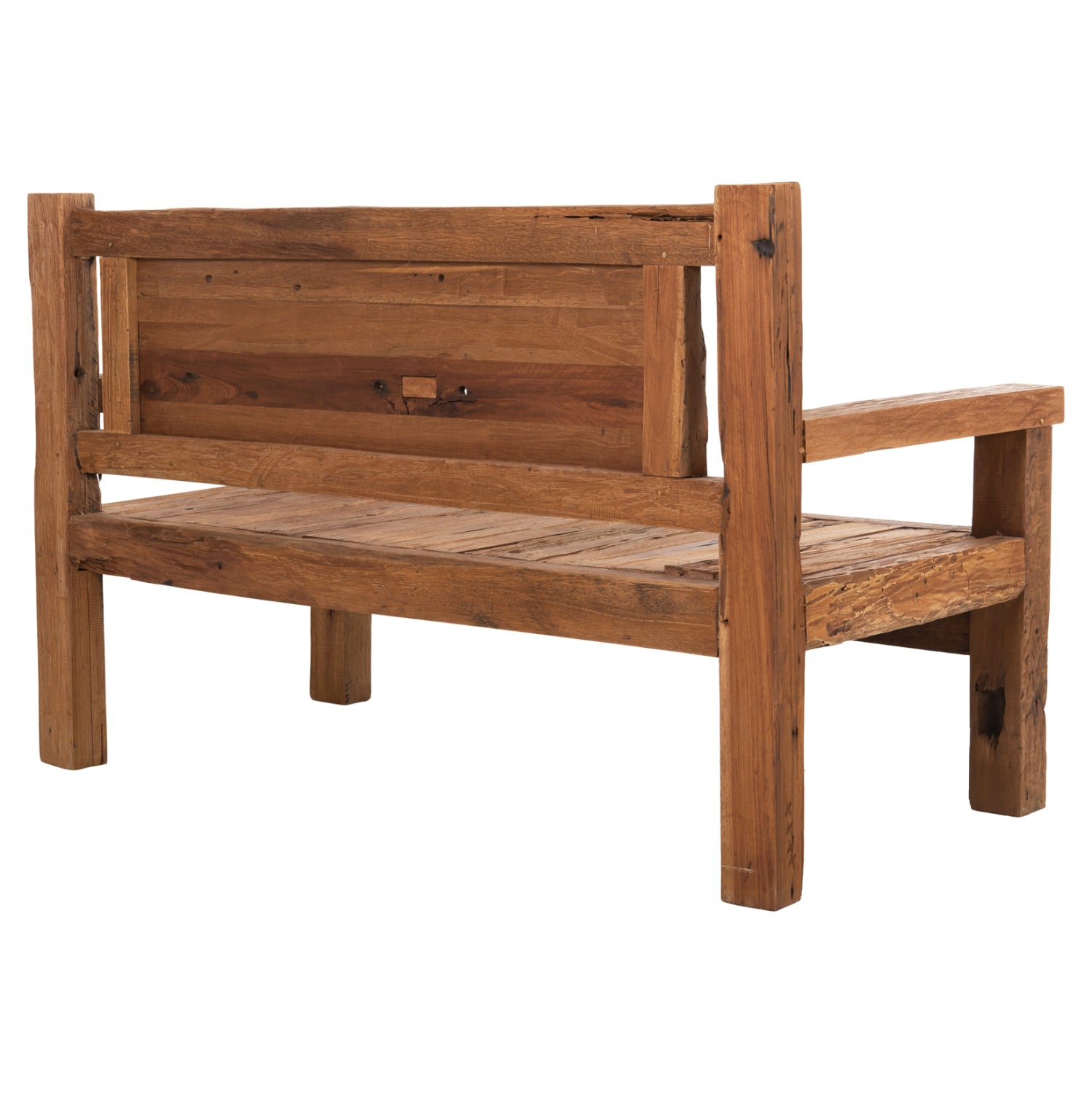 Пейка за трима THREEWAY рециклирана смесена дървесина 159.5x80x100Hсм.