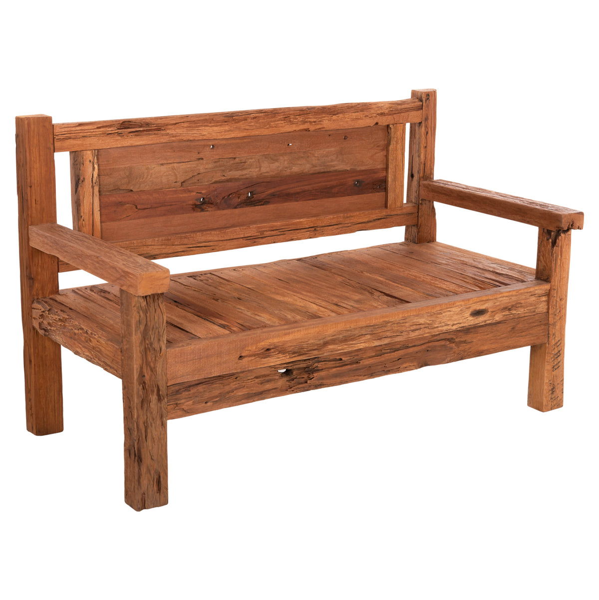 Пейка за трима THREEWAY рециклирана смесена дървесина 159.5x80x100Hсм.