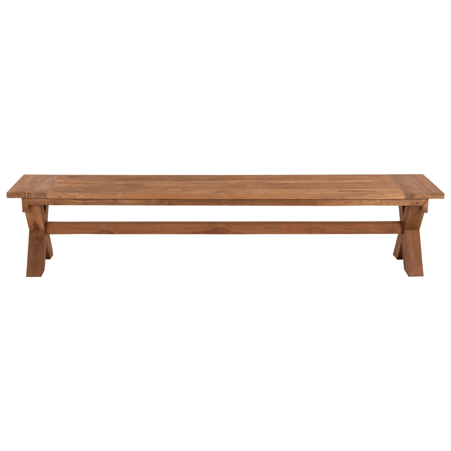 Външна пейка от рециклирана тиково дърво в естествен цвят 220x40x45Hcm.