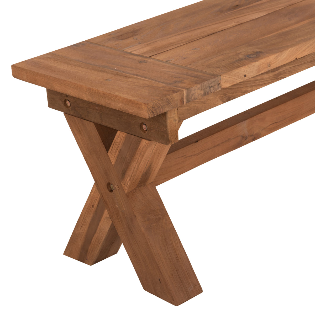 Външна пейка от рециклирана тиково дърво в естествен цвят 220x40x45Hcm.