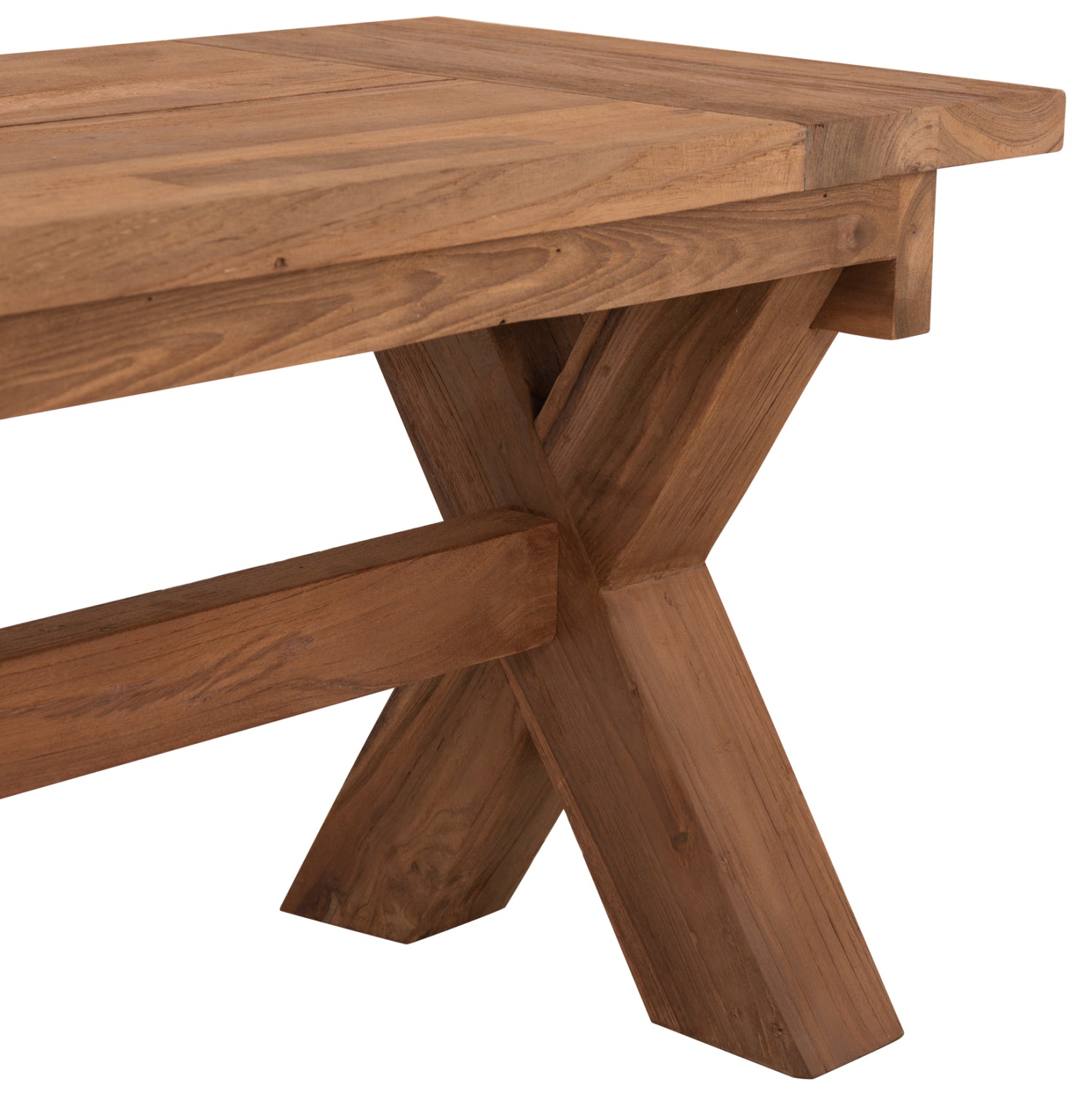 Външна пейка от рециклирана тиково дърво в естествен цвят 220x40x45Hcm.