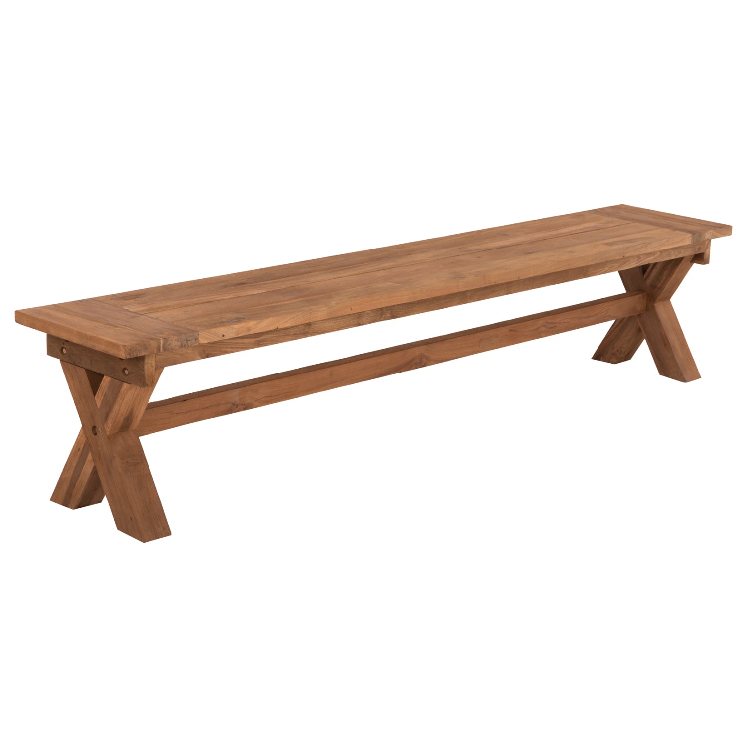 Външна пейка от рециклирана тиково дърво в естествен цвят 220x40x45Hcm.
