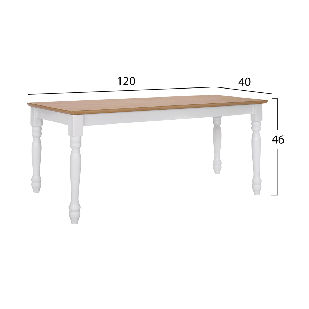 Пейка за трапезна маса естествен седалка бяла рамка 120x40x46 см