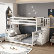 Двуетажно Детско Легло BEAMER, Бяло, Масивна Борова Дървесина 235x140см HM711.03
