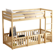Детско двуетажно легло Montessori Playkid с детска площадка бор естествен за матрак 190x90 см.