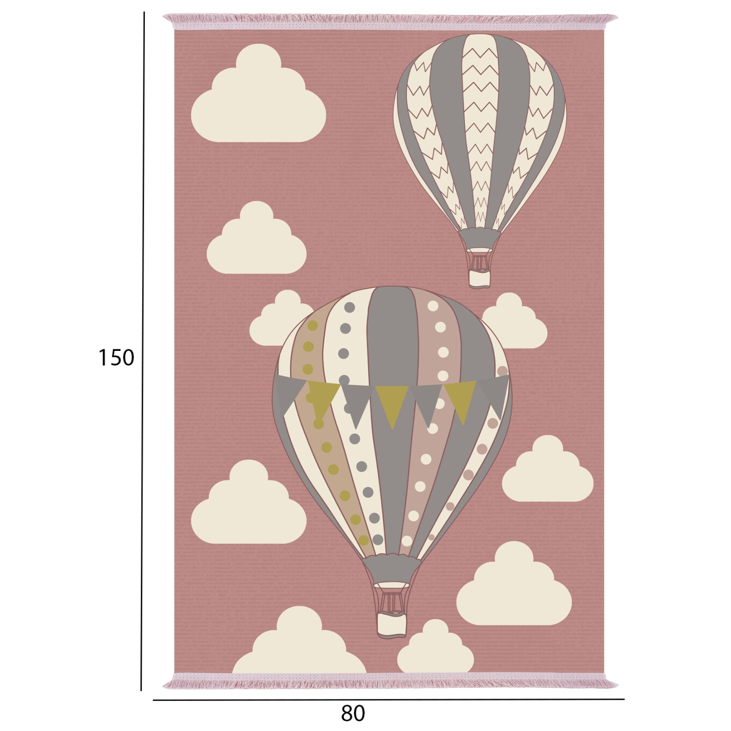 ДЕТСКИ КИЛИМ С ПИЦЕЛИ KIDDER РОЗОВ С БАЛОНИ 80x150