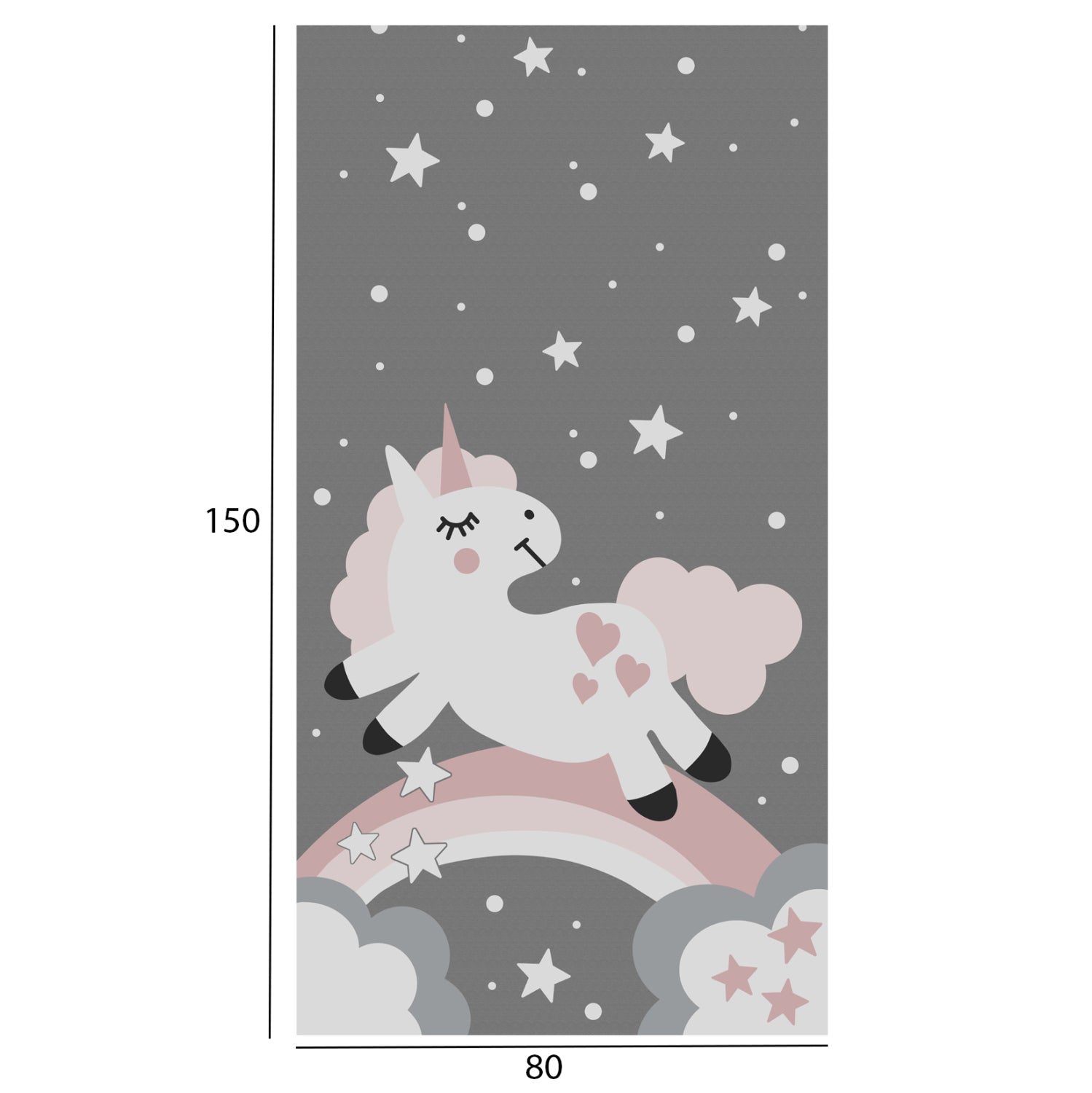 СЕРИЯ KIDDER 80x150см, детски килим с еднорог, ресни