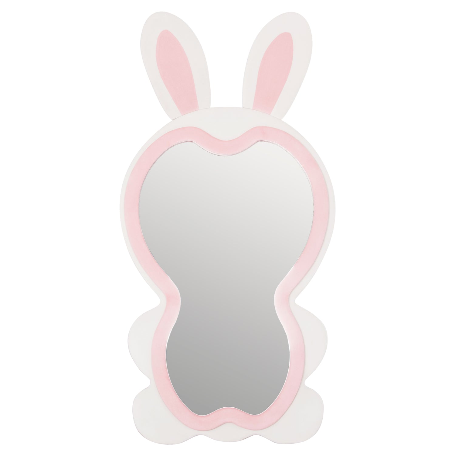 Детско стоящо огледало за под Bunny MDF в розово и бяло - черна стойка 80x162Hсм.