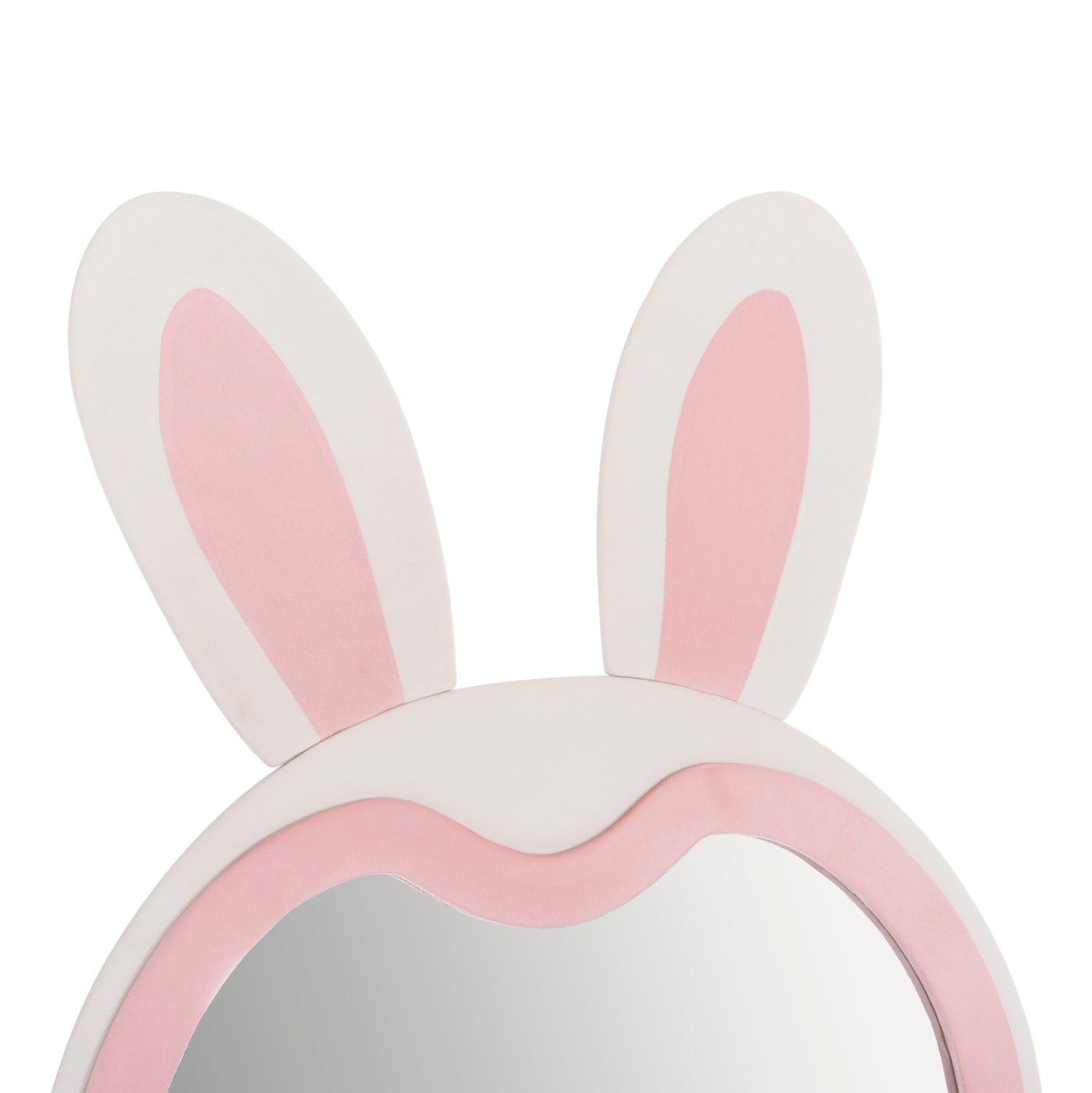 Детско стоящо огледало за под Bunny MDF в розово и бяло - черна стойка 80x162Hсм.