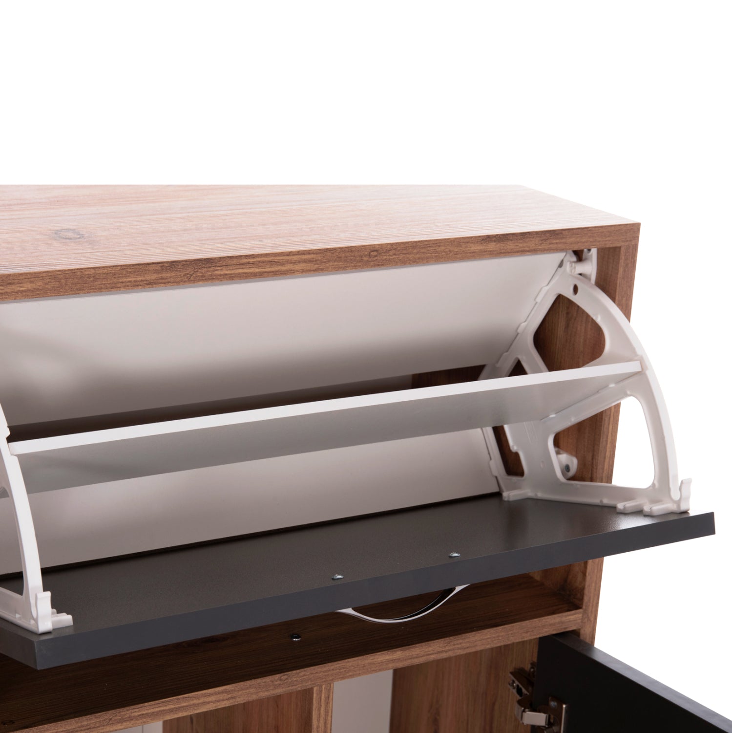 Шкаф за обувки MEDY меламин антрацит с естествени черни крака 85x30x108.5см.