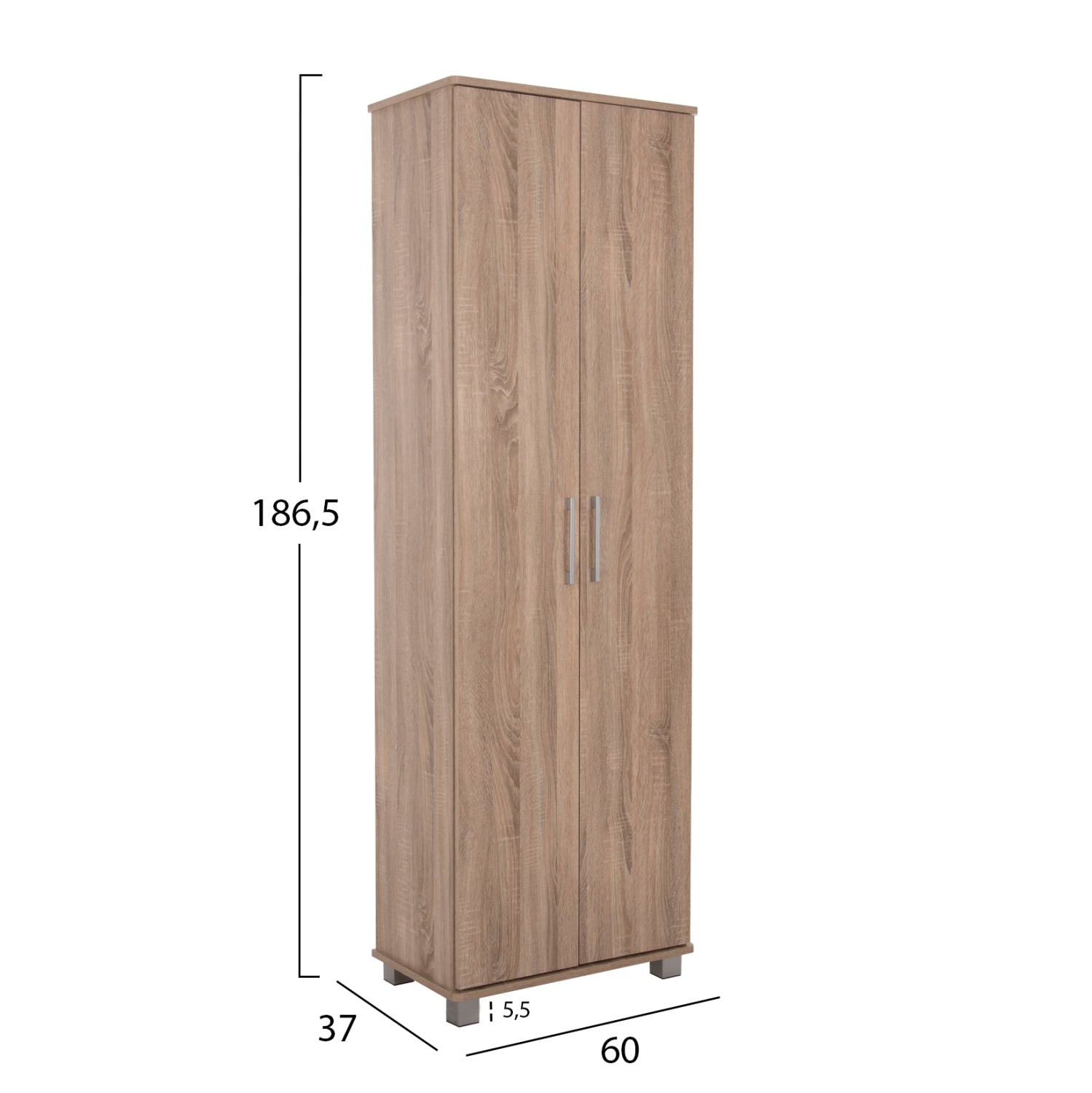 Шкаф за обувки CLUSE меламин в цвят сонома дъб 60x37x186,5Hсм.