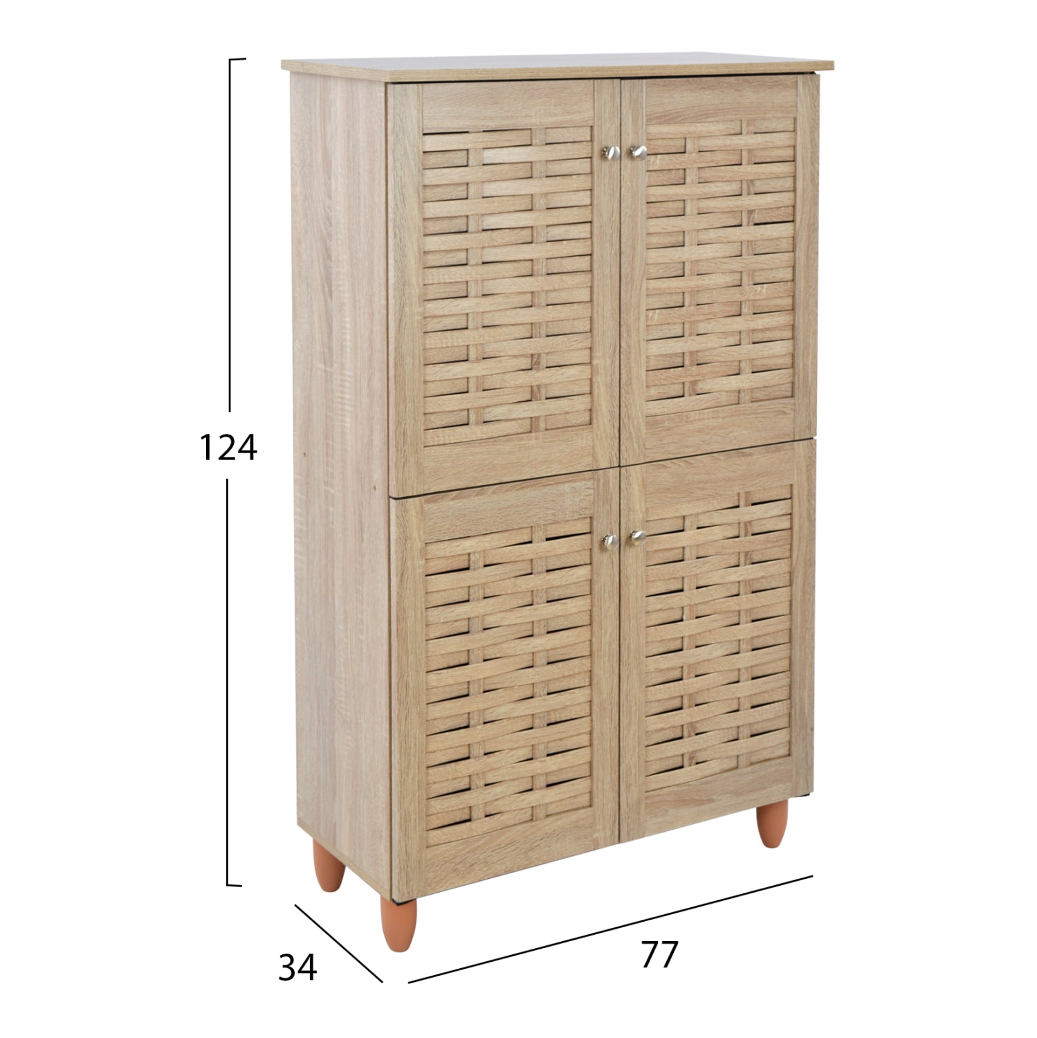 Шкаф за обувки Дървен 4 врати Sonama 77x34x123