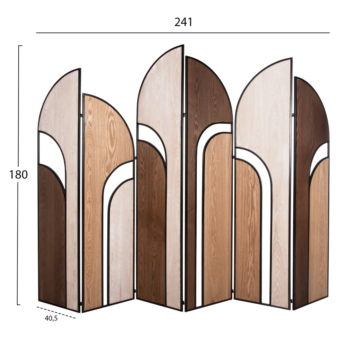 Параван с 6 панела CRYPT MDF в 4 цвята - черна метална рамка 241x1,5x180Hсм.