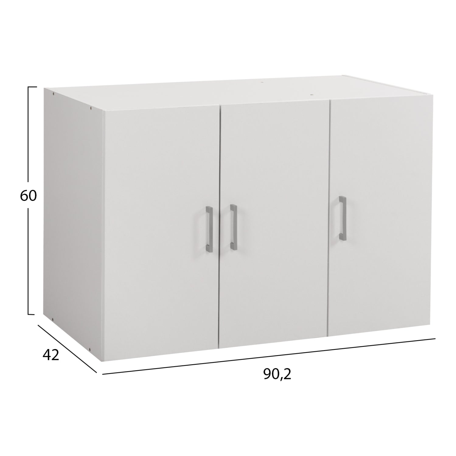 Горен шкаф за гардероб с 3 врати ALIVIA меламин бял 90,2x42x60 см