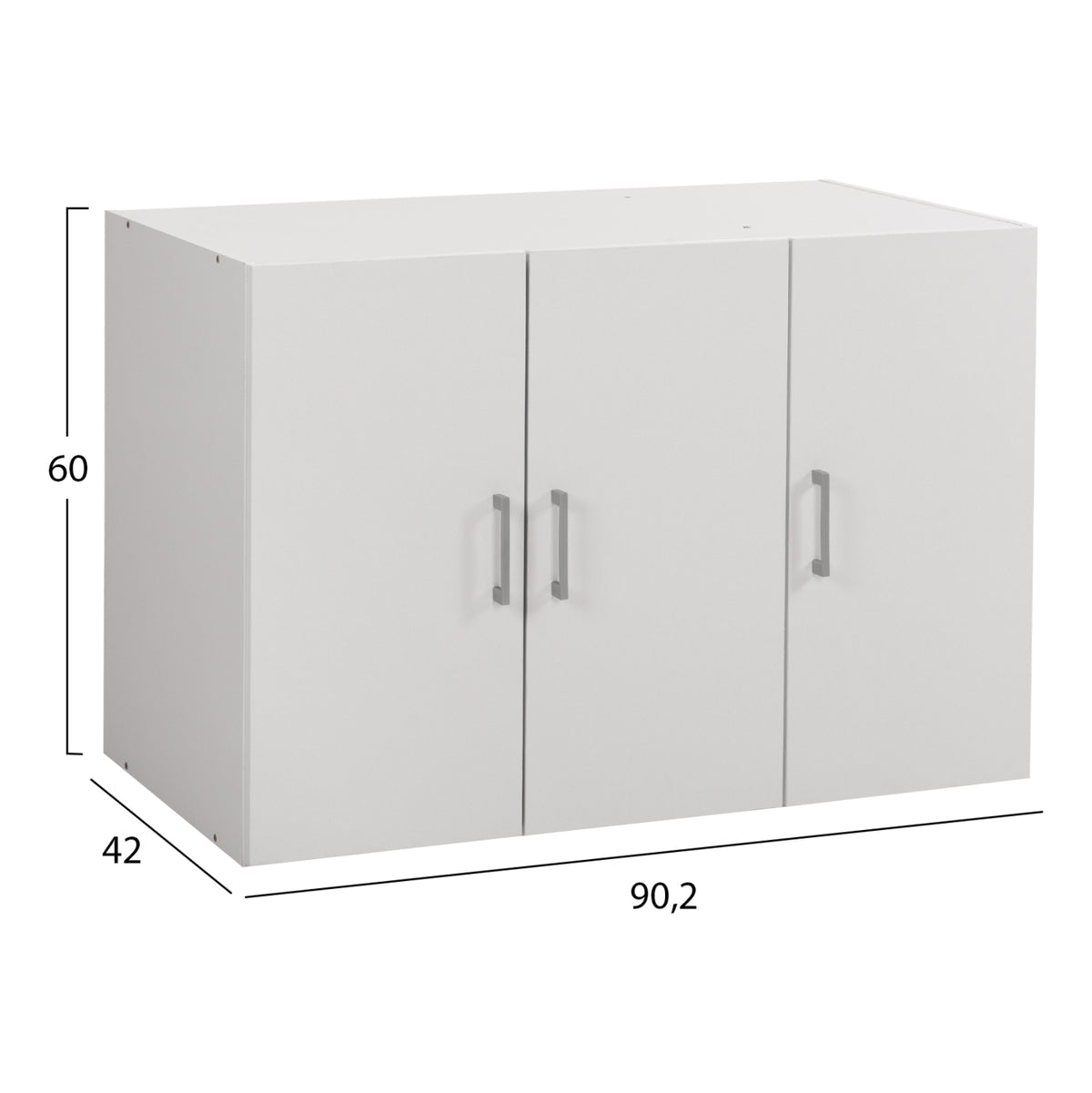 Горен шкаф за гардероб с 3 врати ALIVIA меламин бял 90,2x42x60 см