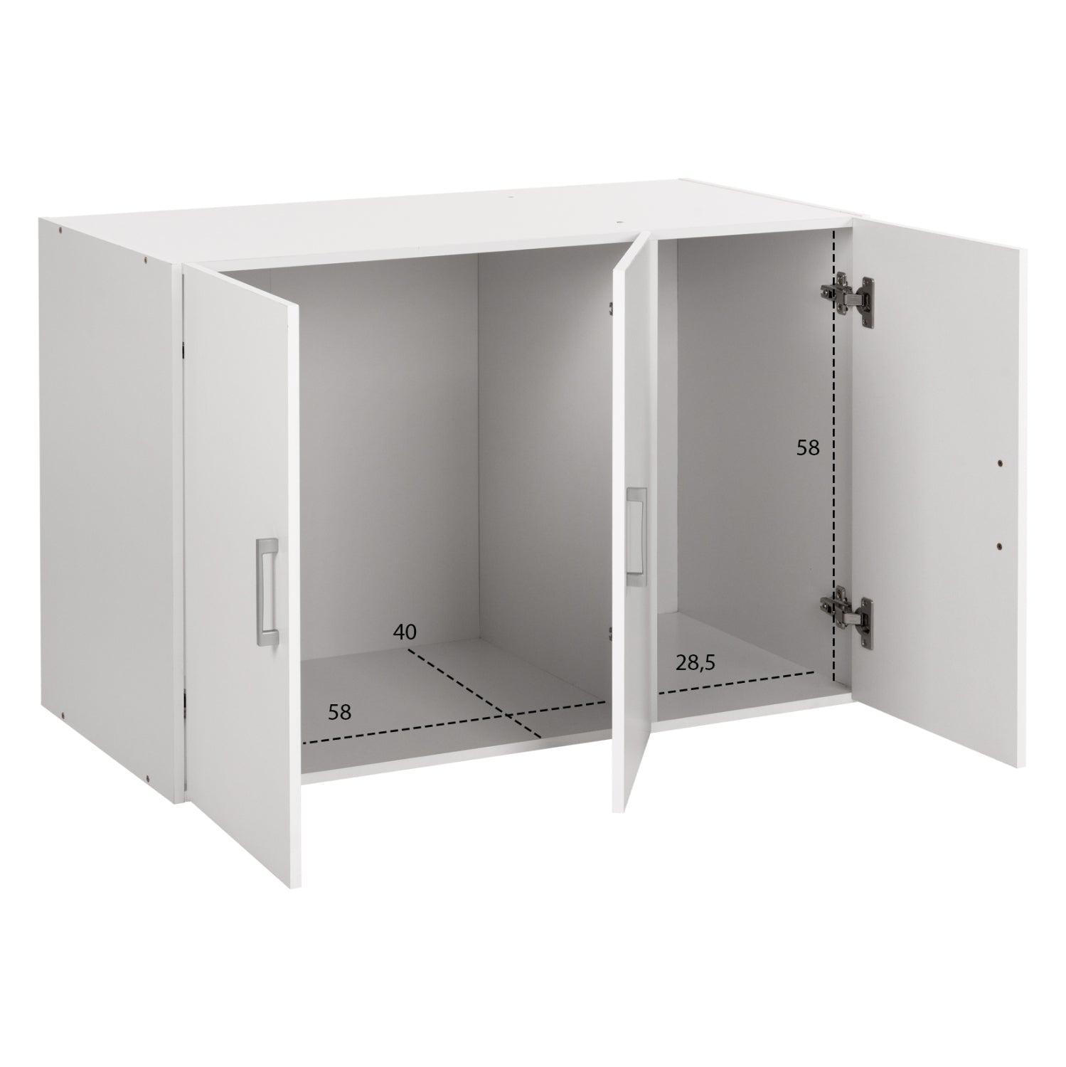 Горен шкаф за гардероб с 3 врати ALIVIA меламин бял 90,2x42x60 см