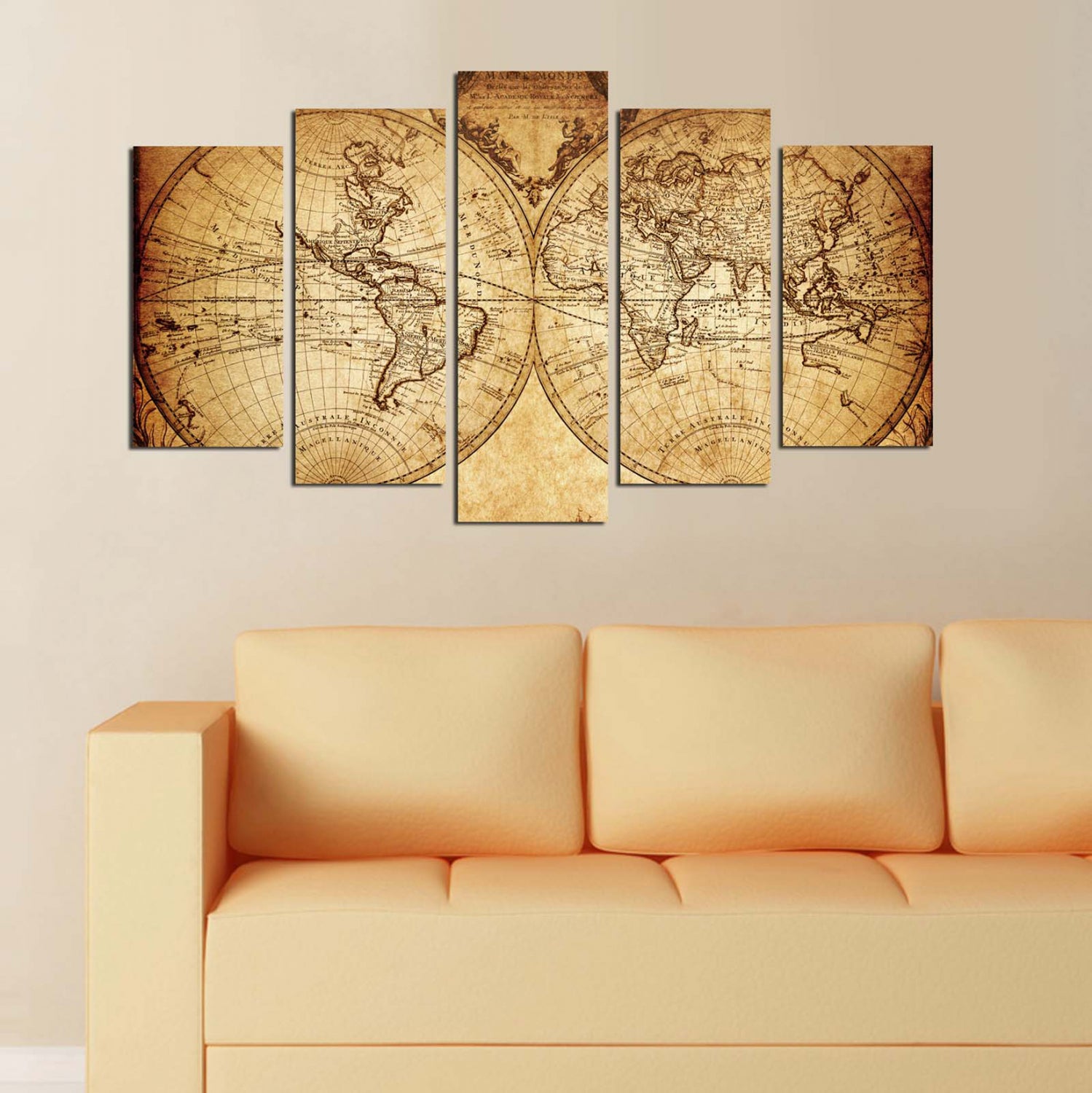 MDF картина винтидж карта на света 100X60x0,3 cm.