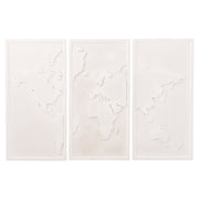 Трипанелна стенна картина карта на света SANTORINI MDF в цвят екрю 180x4(дебелина)x120Hсм.