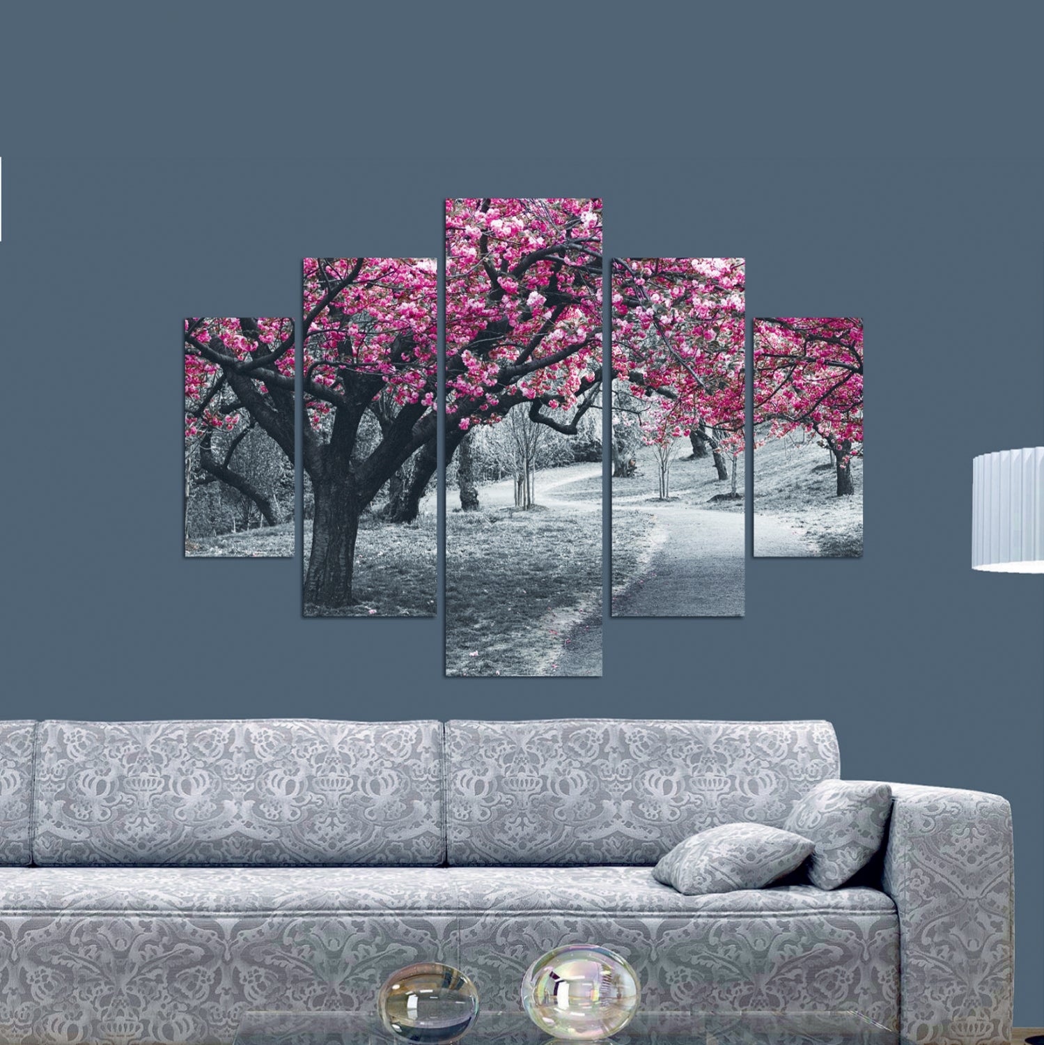 5 части MDF картина цъфтящо дърво 82x56x3