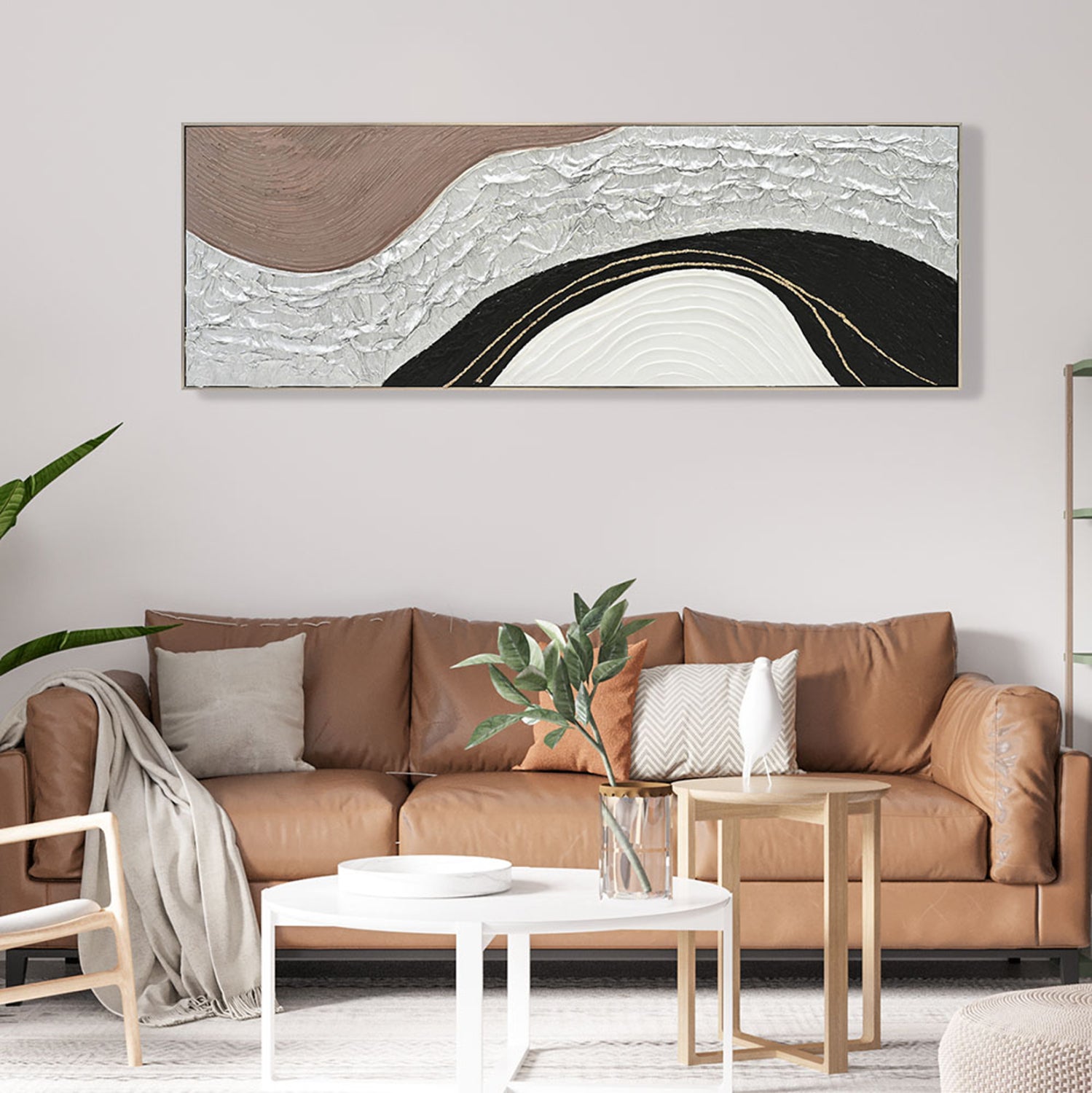 СТЕННА КАРТИНА ABSTRACT БЕЖОВА PS РАМКА-ПЛАТНО-РЪЧНА ИЗРАБОТКА 152x4.5x52Hсм.
