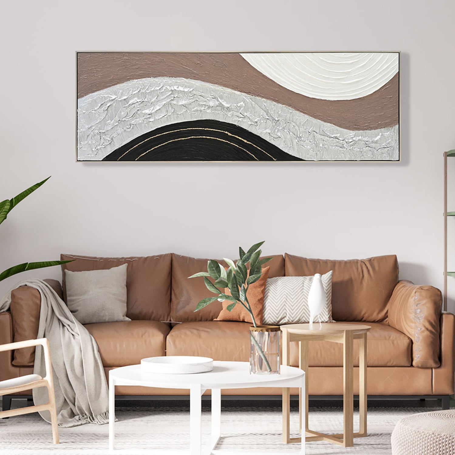 СТЕННА КАРТИНА ABSTRACT БЕЖОВА PS РАМКА-ПЛАТНО-РЪЧНА ИЗРАБОТКА 152x4.5x52Hсм.