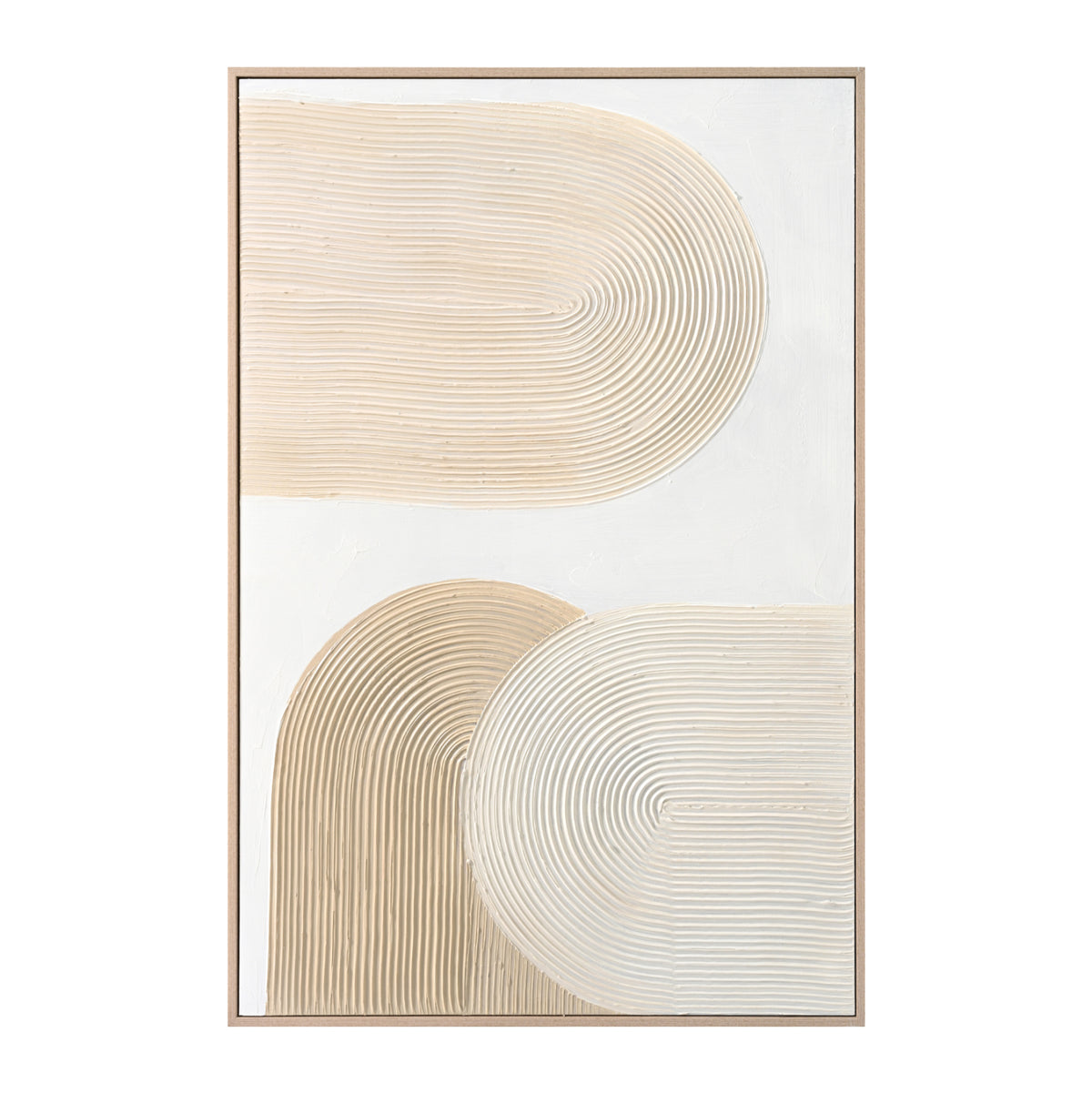 Картина за стена с бежова PS рамка-бяло платно ръчна изработка 80x3,5x120 см.