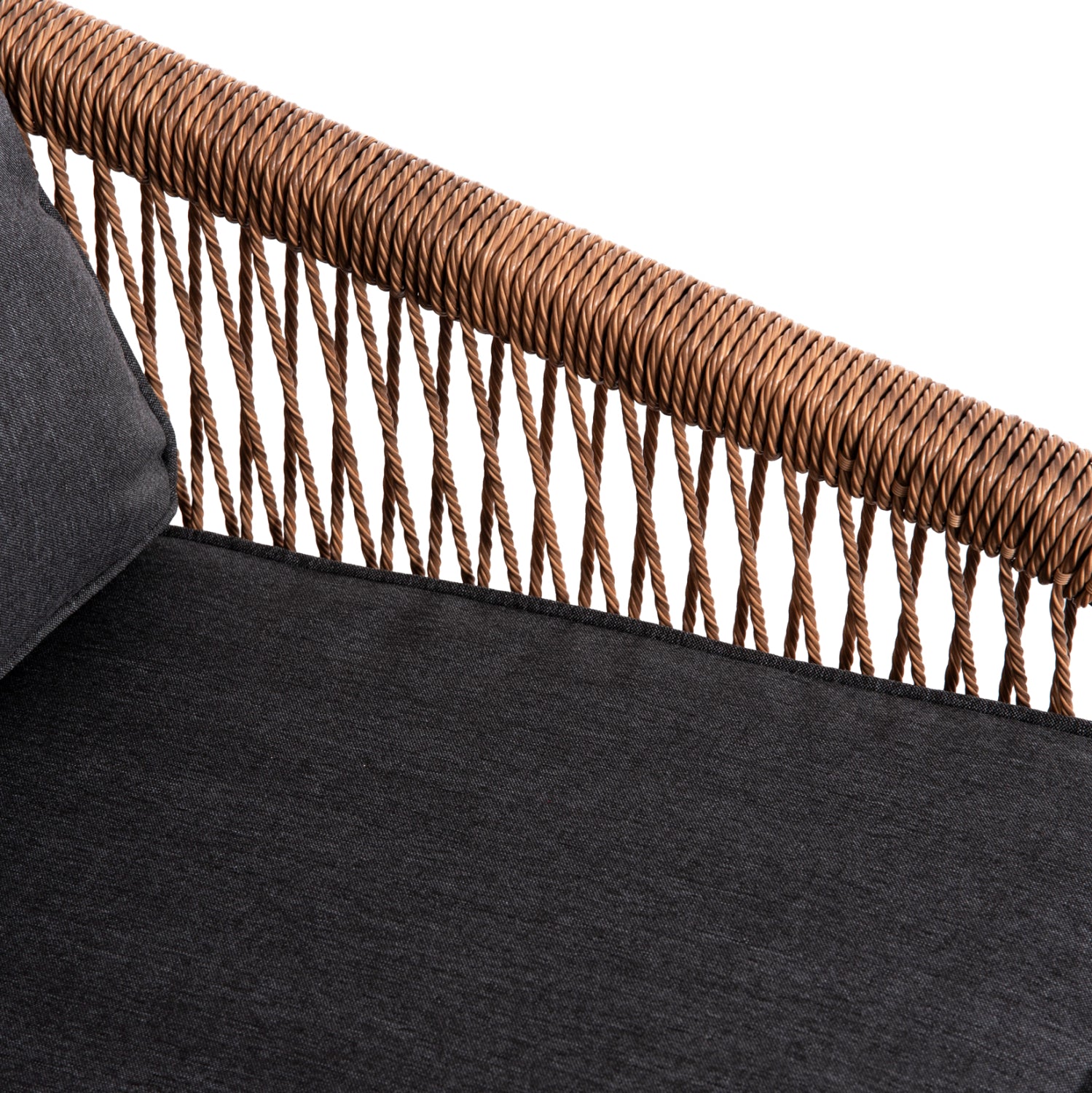 Алуминиев фотьойл MAYBEL антрацит с кафяв P.E. ратан 67x74x72-87Hсм.