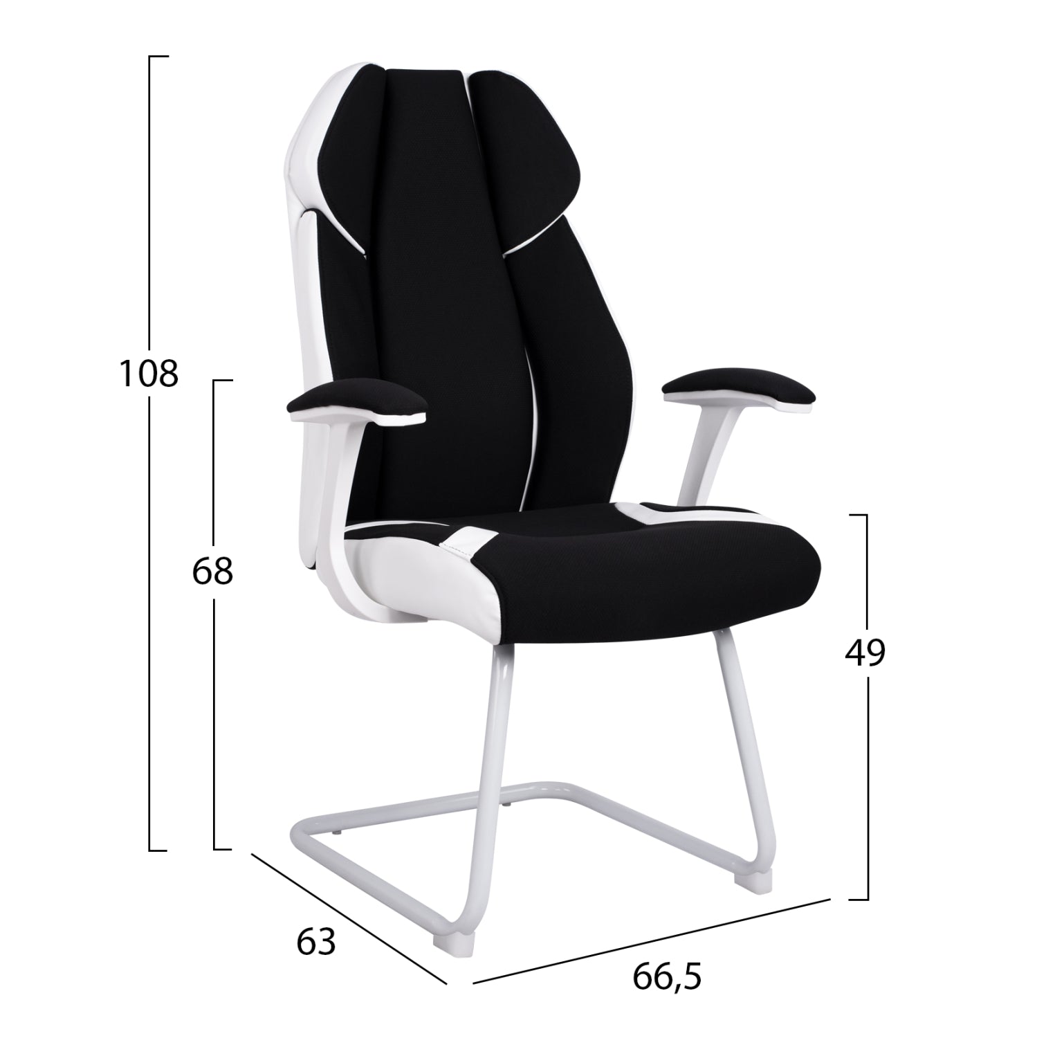 Конферентен офис стол в черно и бяло 66,5x63x108 см