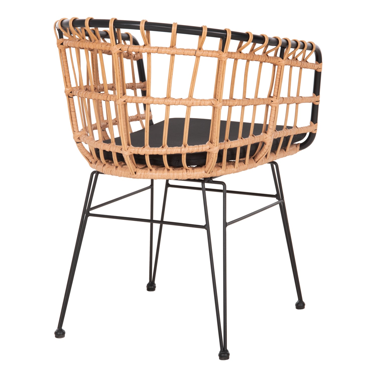 Външно кресло ALLEGRA метал и възглавница черно - ратан бежов 58x61x81Hсм.