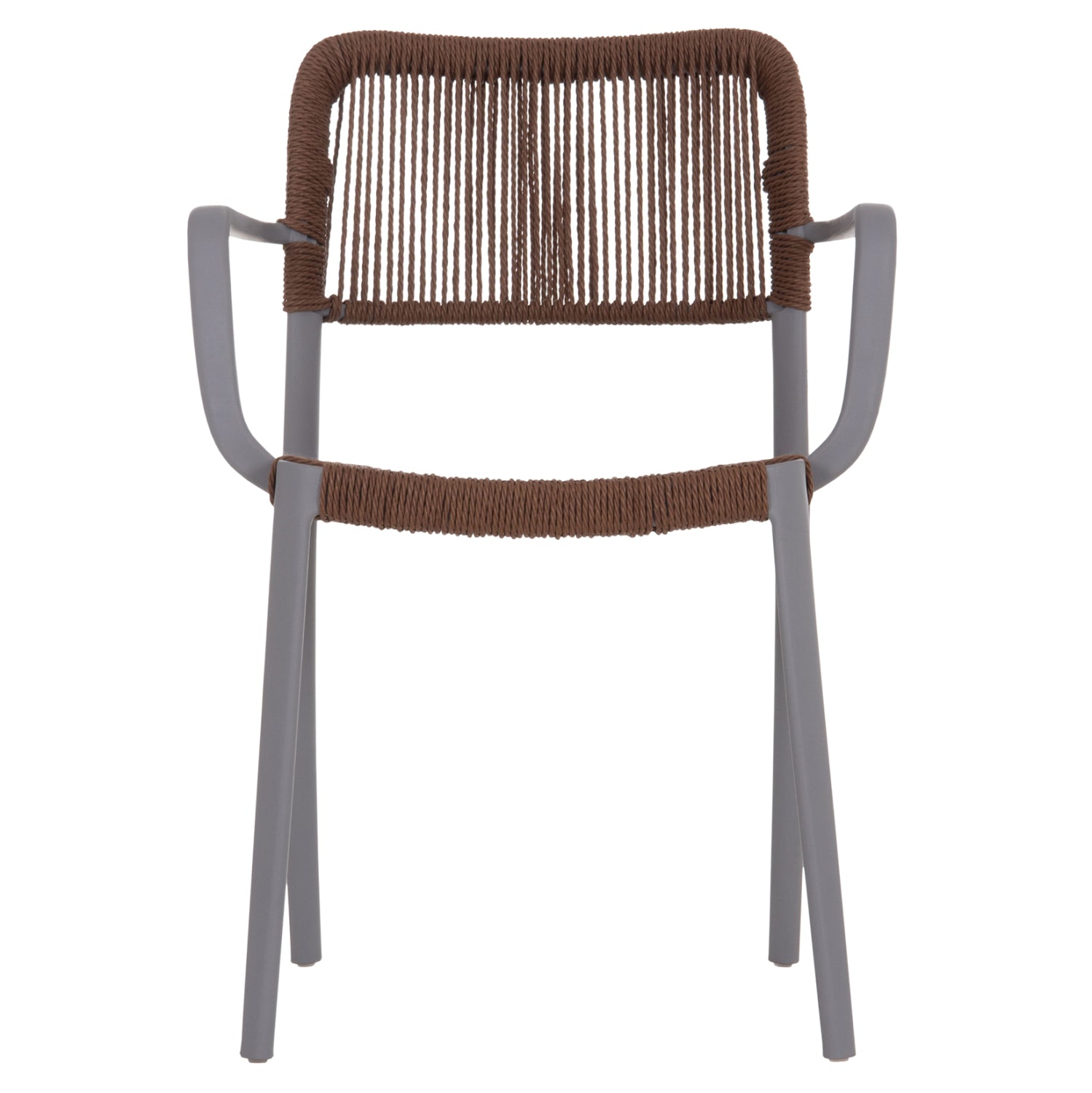 Градински стол за хранене STRIDER сив полипропилен - кафяво въже 57x53x80см.