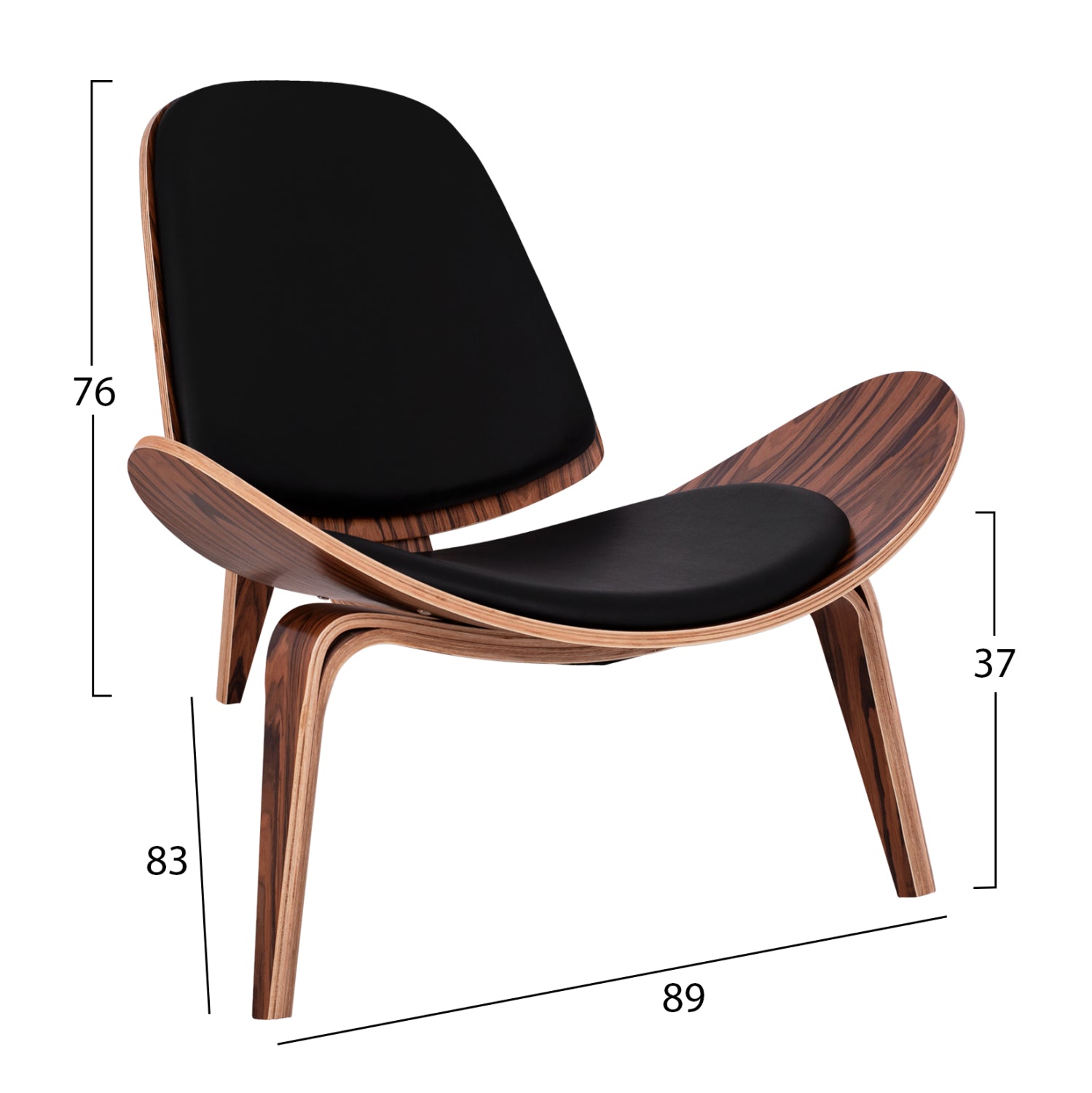 Фотьойл SUPERIOR PLUS цвят орех с черна възглавница PU 89x83x76 см