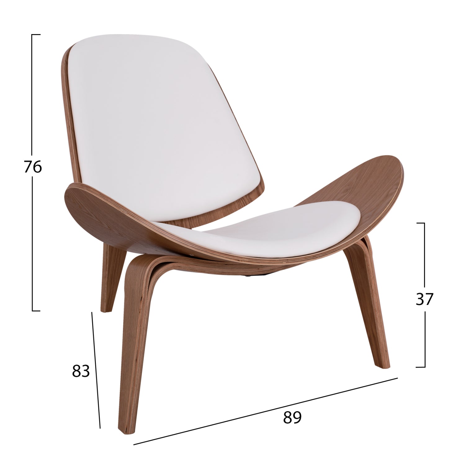 Фотьойл Superior P., естествен цвят, бели възглавници PU 89x83x76 см