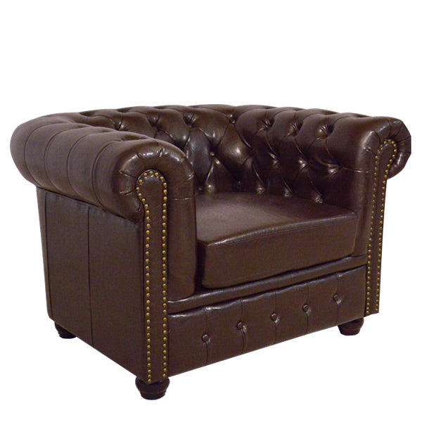 Фотьойл T.Chesterfield POLINA PU тъмнокафяв 110x90x73См