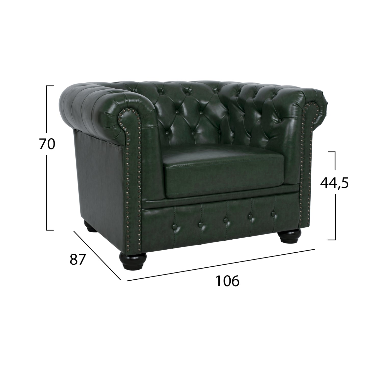Фотьойл T. Chesterfield POLINA кипарис зелено PU 106x87x70H см.