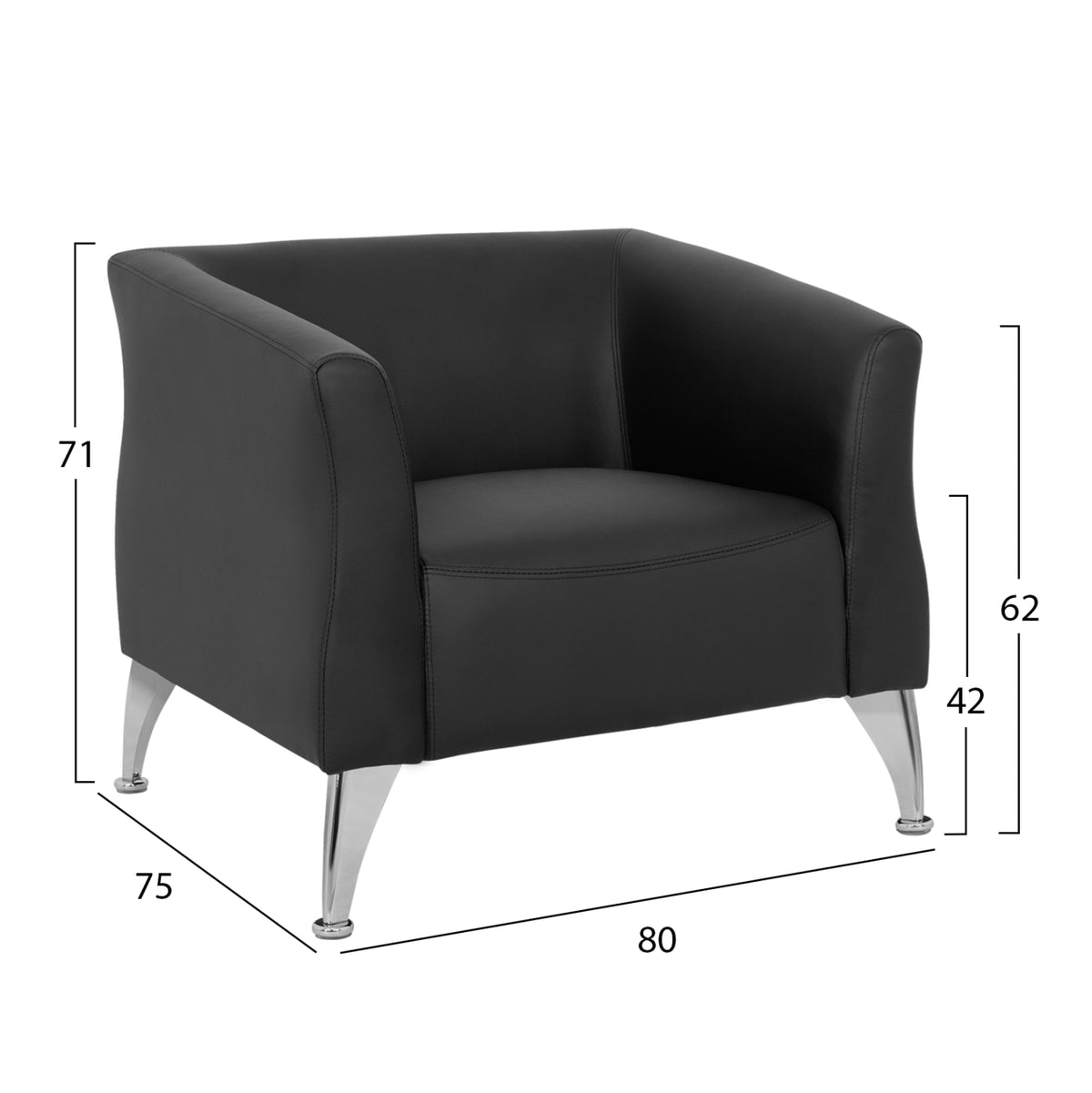 Фотьойл Kiana черен PU 80x75x71см
