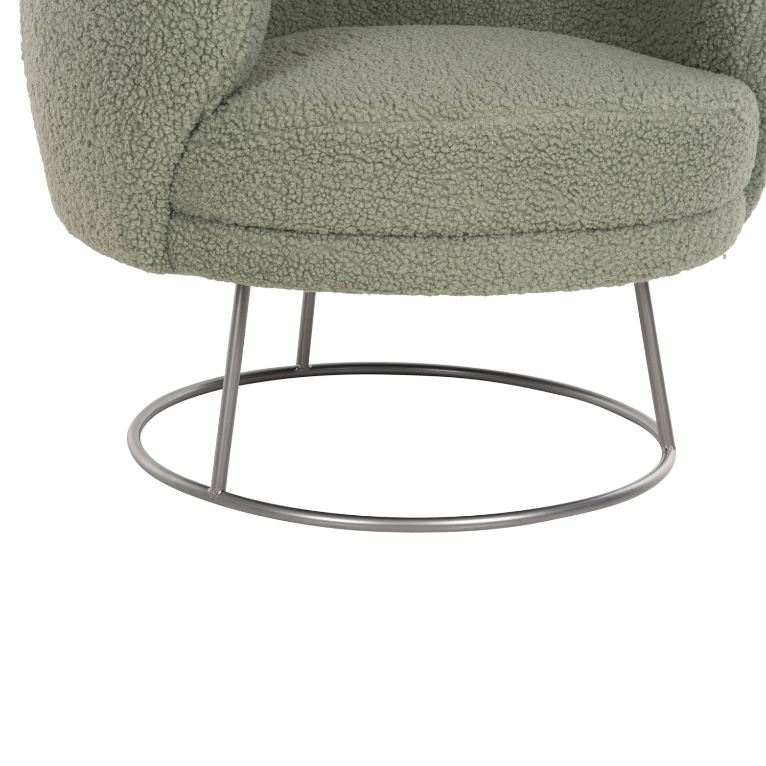 Фотьойл ARIEN букле плат в пистачено зелено - сребърна метална основа 78x75x84Hсм.
